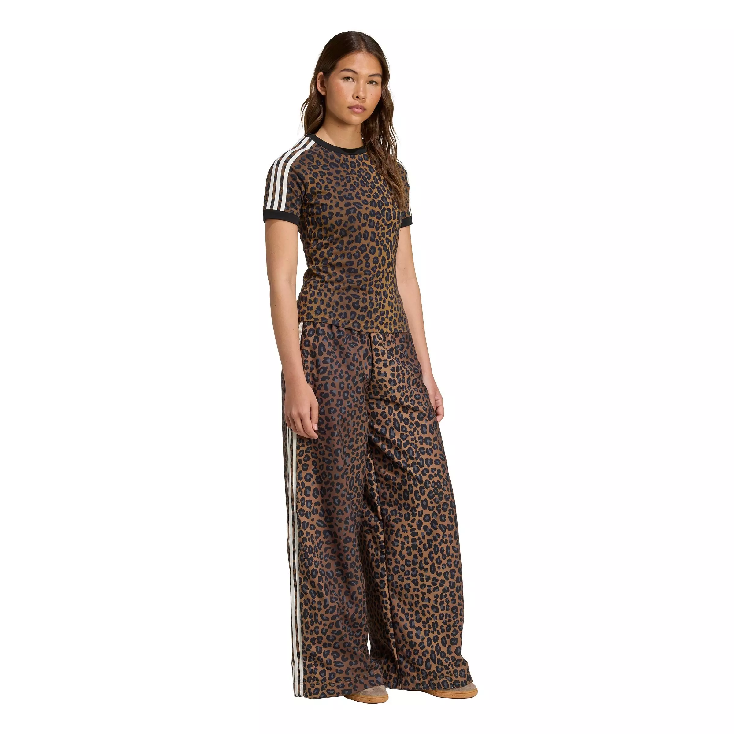 adidas Originals Women's Leopard Firebird Oversized Track Pants - BROWN