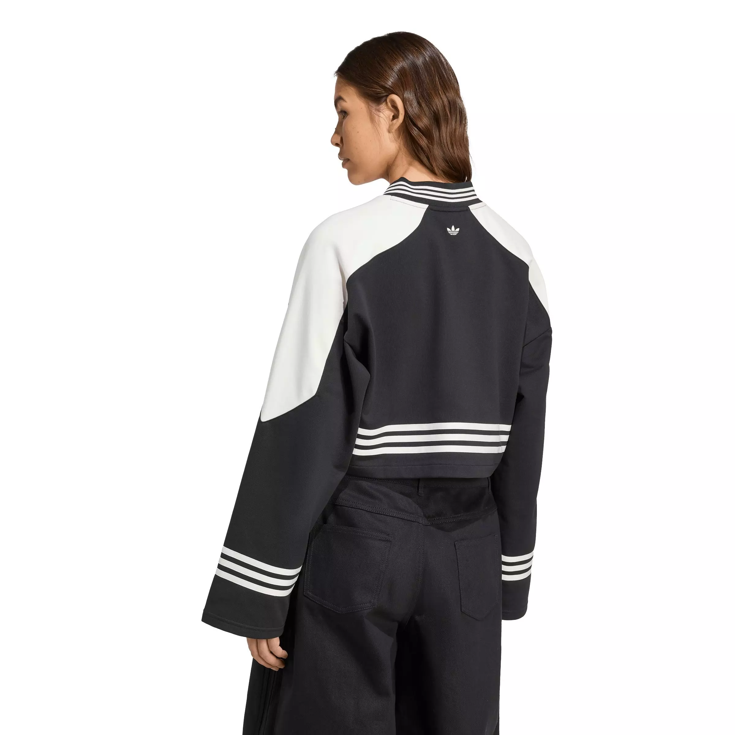 adidas Women's Blocking Crewneck Sweatshirt - BLACK/WHITE