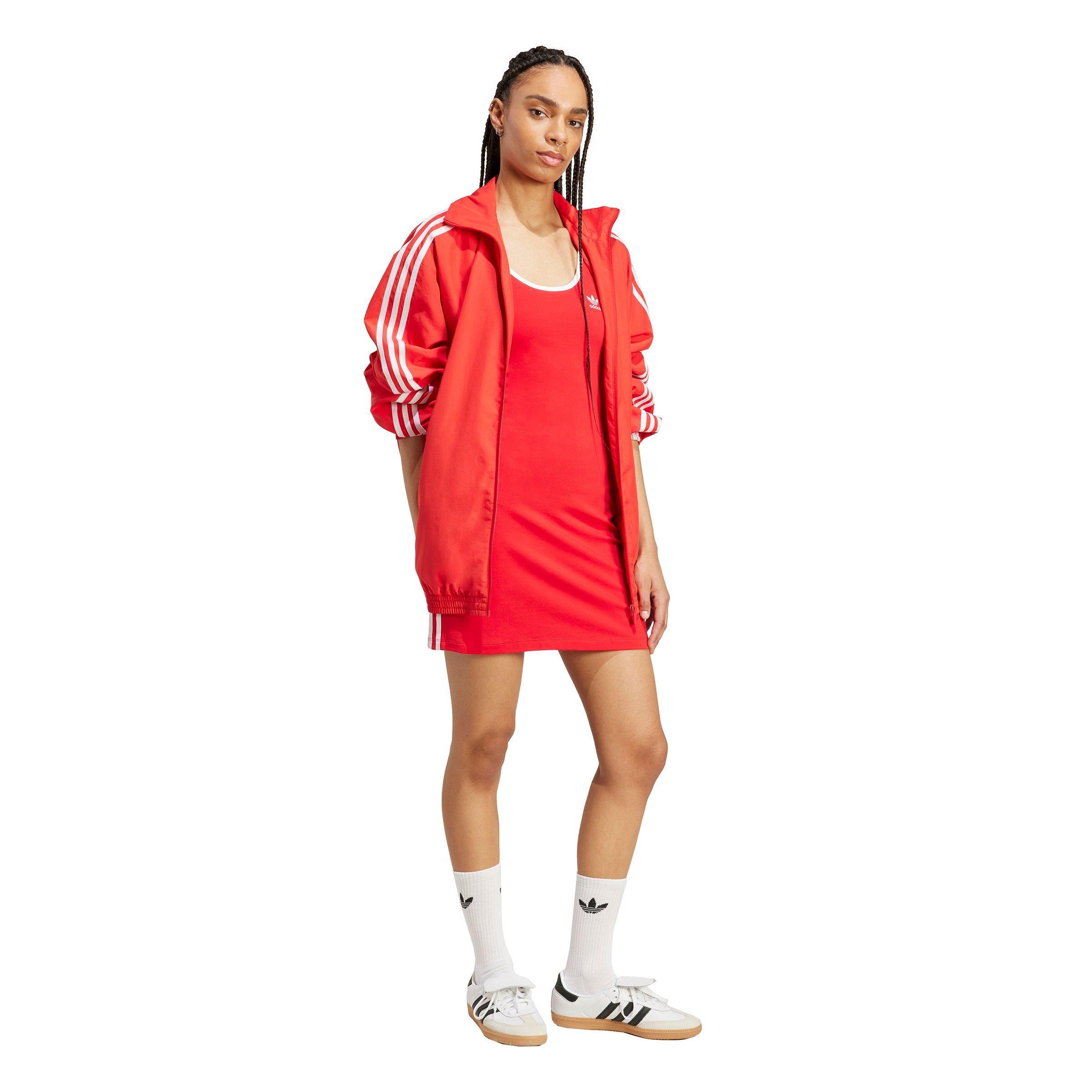 adidas Originals Women's Adicolor 3-Stripes Tank Mini Dress - RED Thumbnail View 5