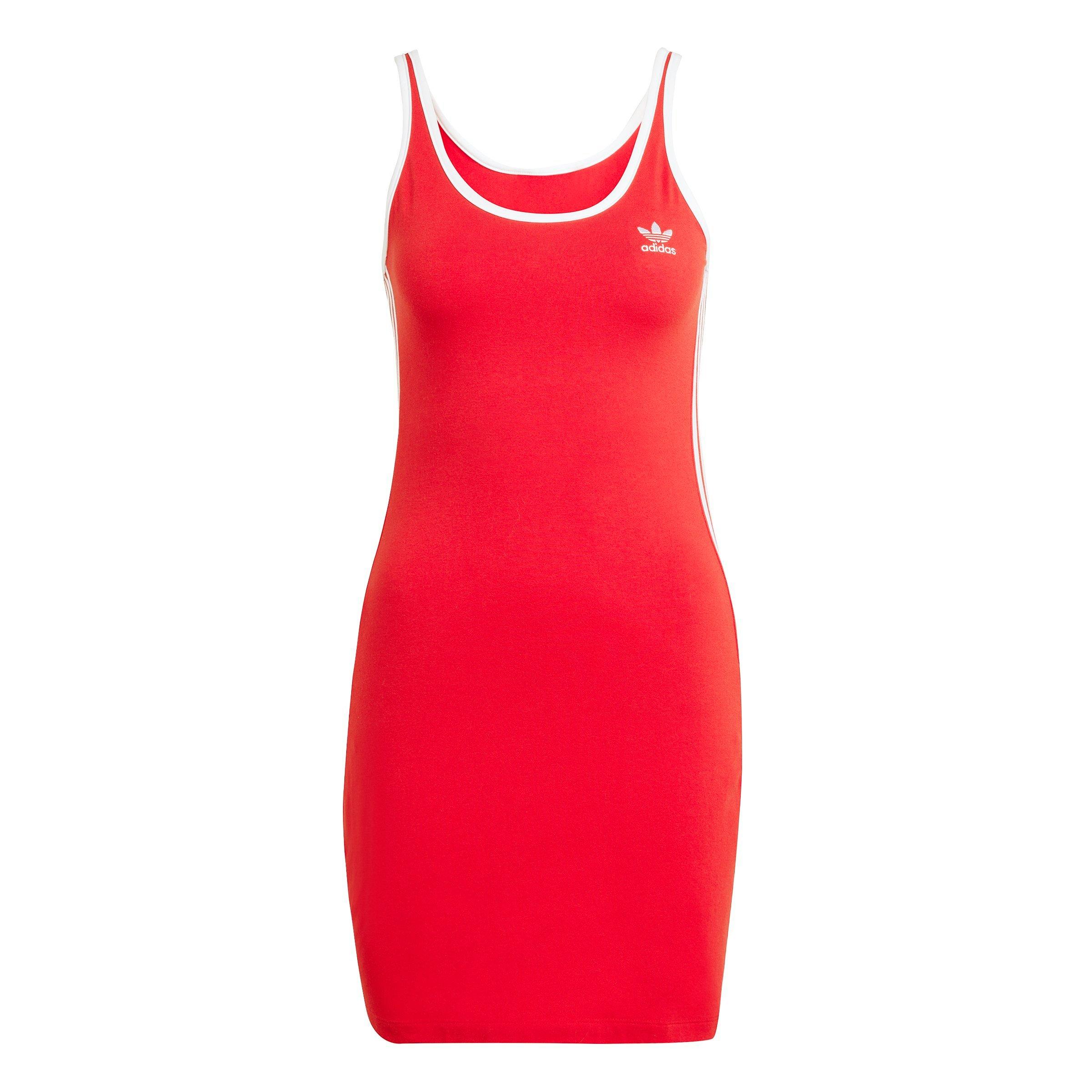 adidas Originals Women's Adicolor 3-Stripes Tank Mini Dress - RED Thumbnail View 6