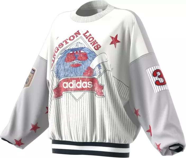 adidas Men's Archive Baseball Crew Sweatshirt-White/Red/Blue - WHITE/RED/BLUE