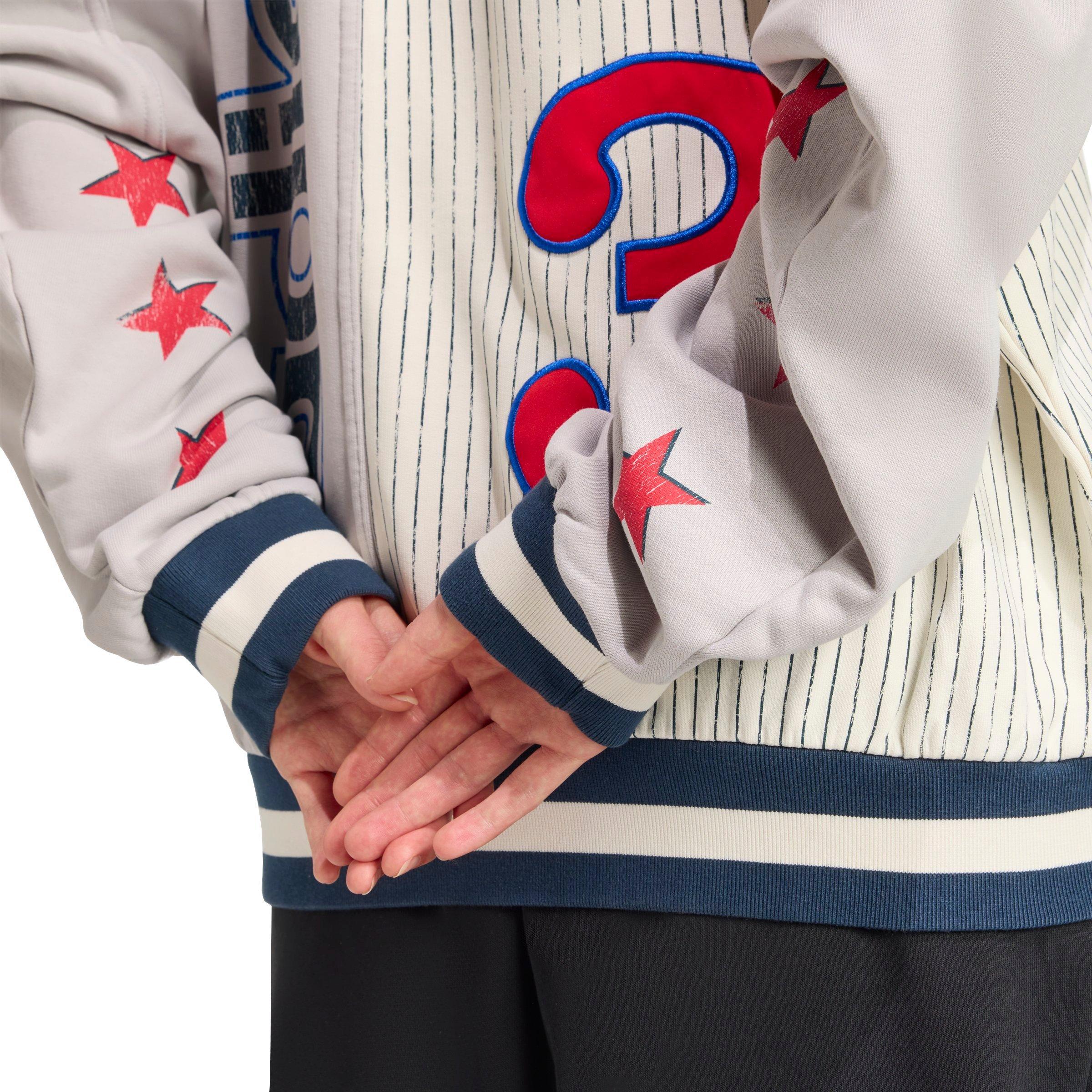 adidas Women's Archive Baseball Crew Sweatshirt-White/Red/Blue - WHITE/RED/BLUE Thumbnail View 4