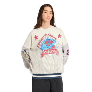 adidas Women's Archive Baseball Crew Sweatshirt-White/Red/Blue