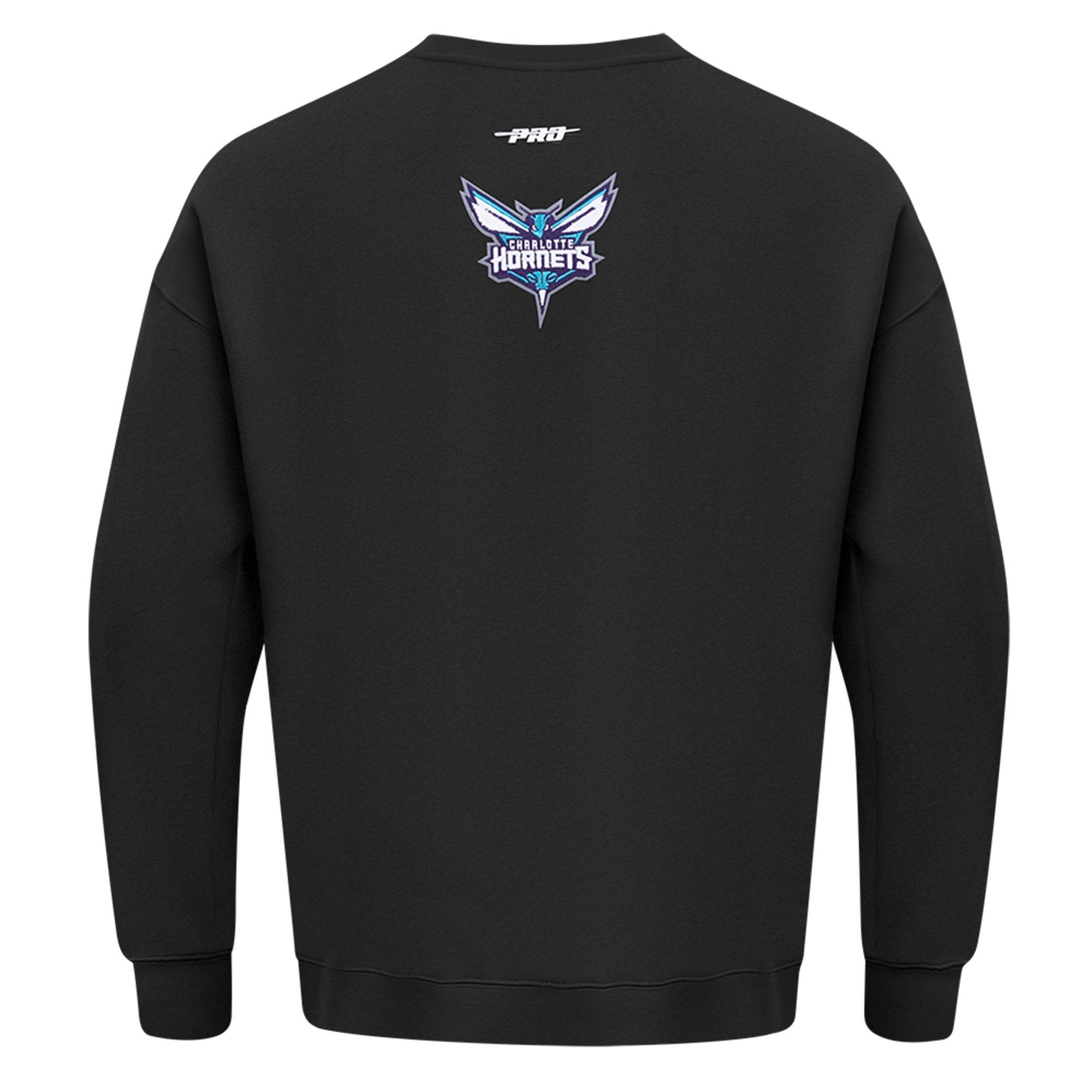 Pro Standard Men's Charlotte Hornets Fleece Crew-Black - BLACK Thumbnail View 2