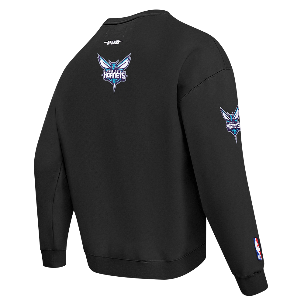 Pro Standard Men's Charlotte Hornets Fleece Crew-Black - BLACK Thumbnail View 4