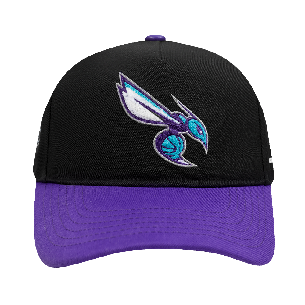 Pro Standard Charlotte Hornets Chenille Pitch Snapback Hat-Black