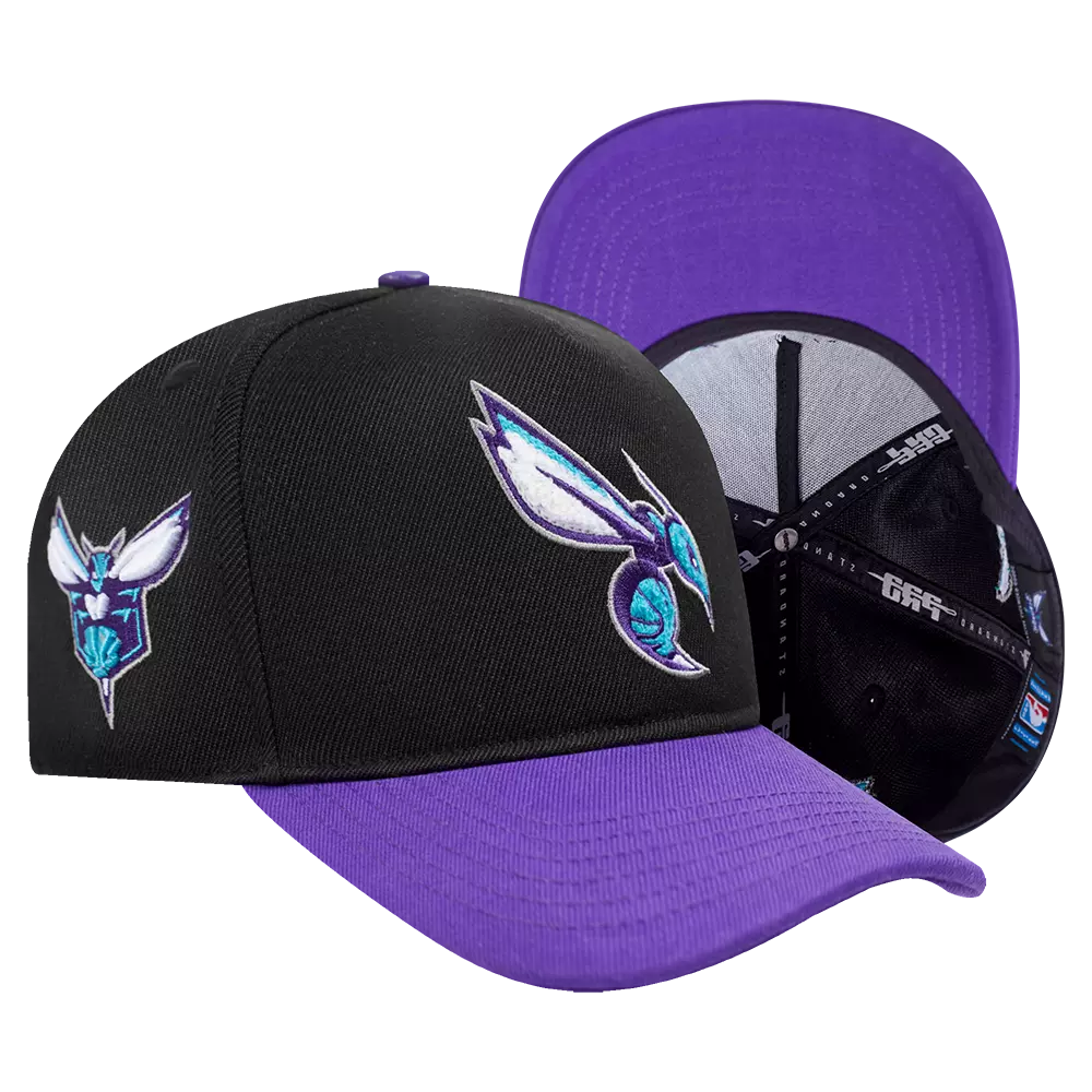 Pro Standard Charlotte Hornets Chenille Pitch Snapback Hat-Black - BLACK