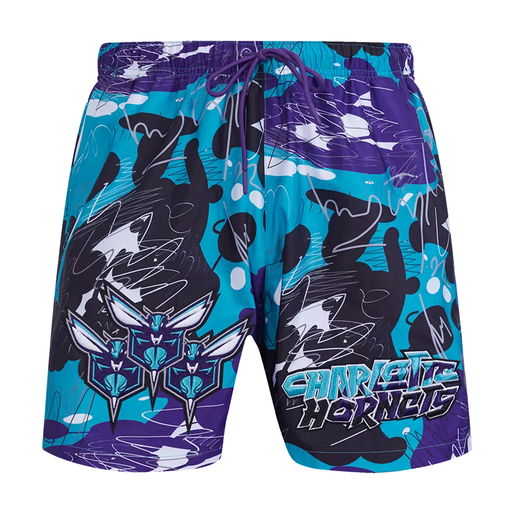 Pro Standard Men's Charlotte Hornets Woven Shorts-Multicolor - MULTI-COLOR