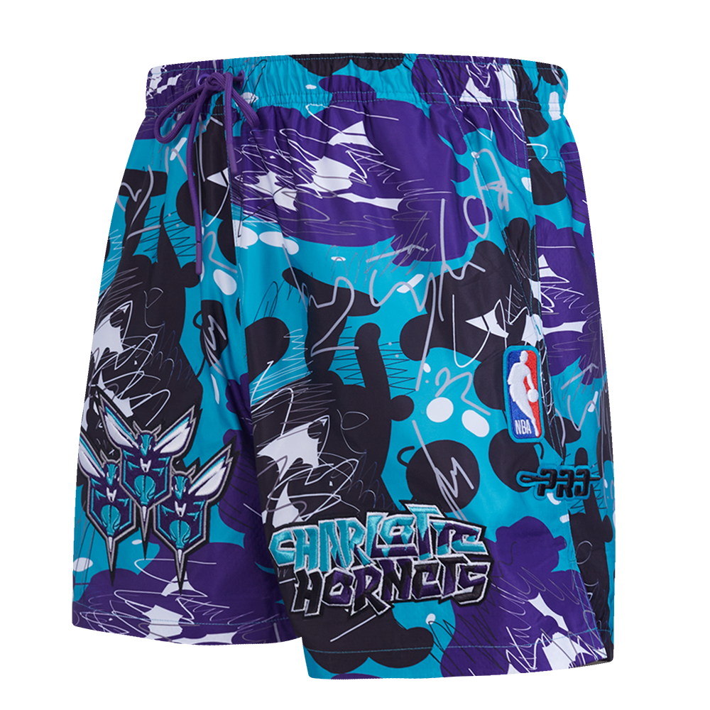 Pro Standard Men's Charlotte Hornets Woven Shorts-Multicolor - MULTI-COLOR Thumbnail View 3