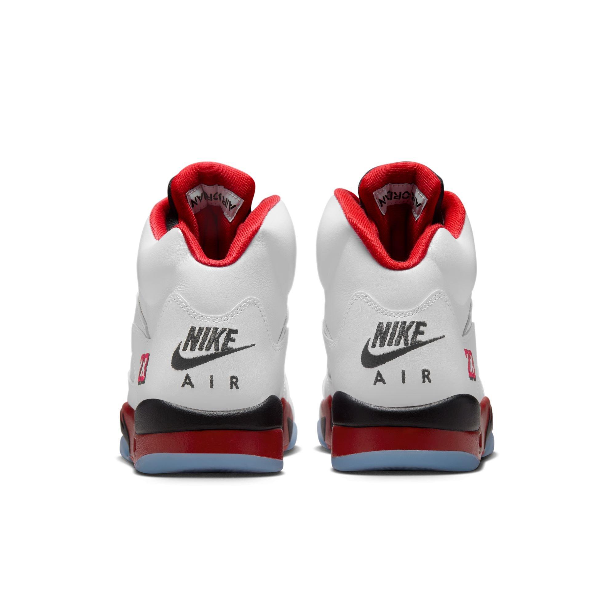 Jordan 5 Retro Fire Red "Black Tongue" Men's Shoe - WHITE/FIRE RED/BLACK Thumbnail View 10