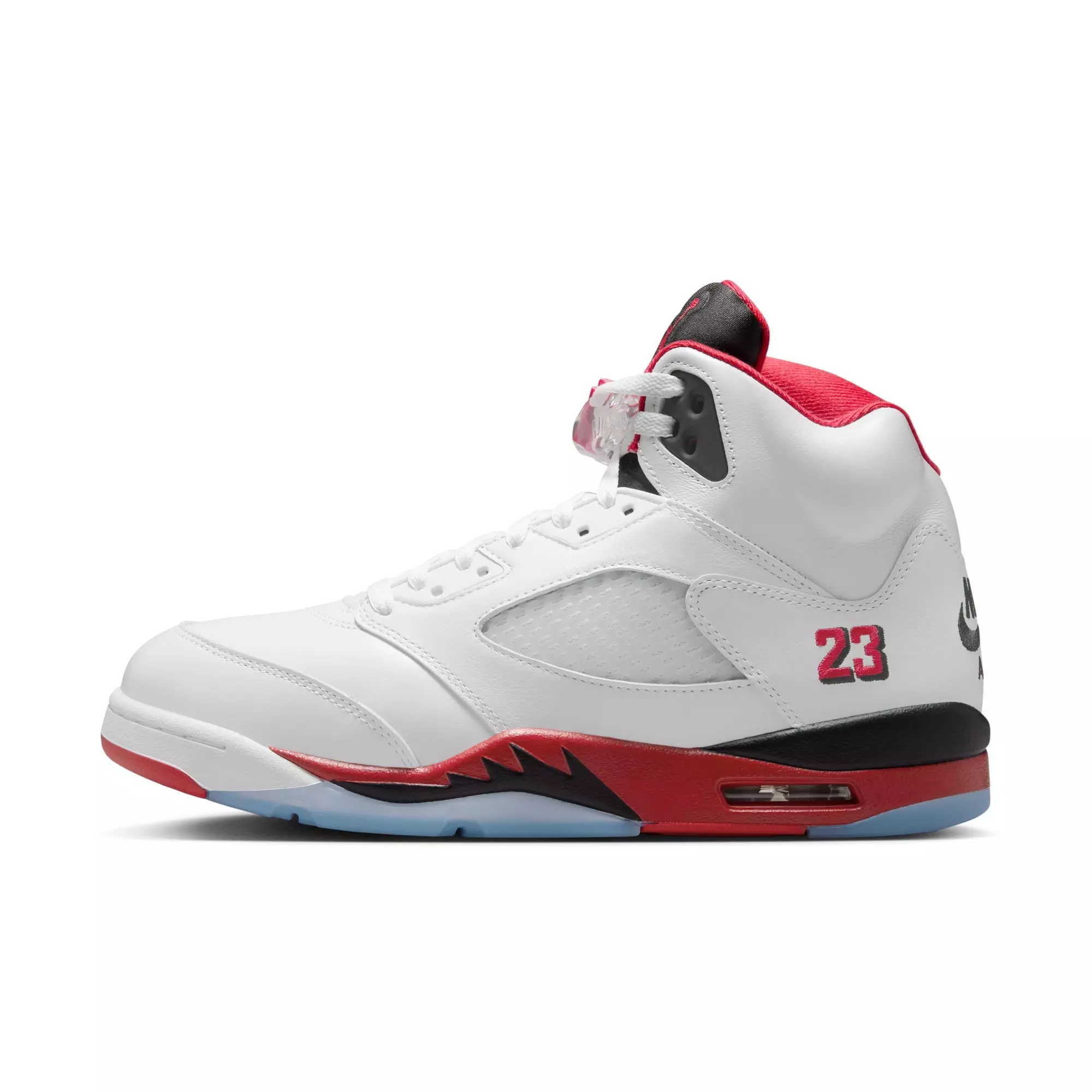 Jordan 5 Retro Fire Red "Black Tongue" Men's Shoe - WHITE/FIRE RED/BLACK