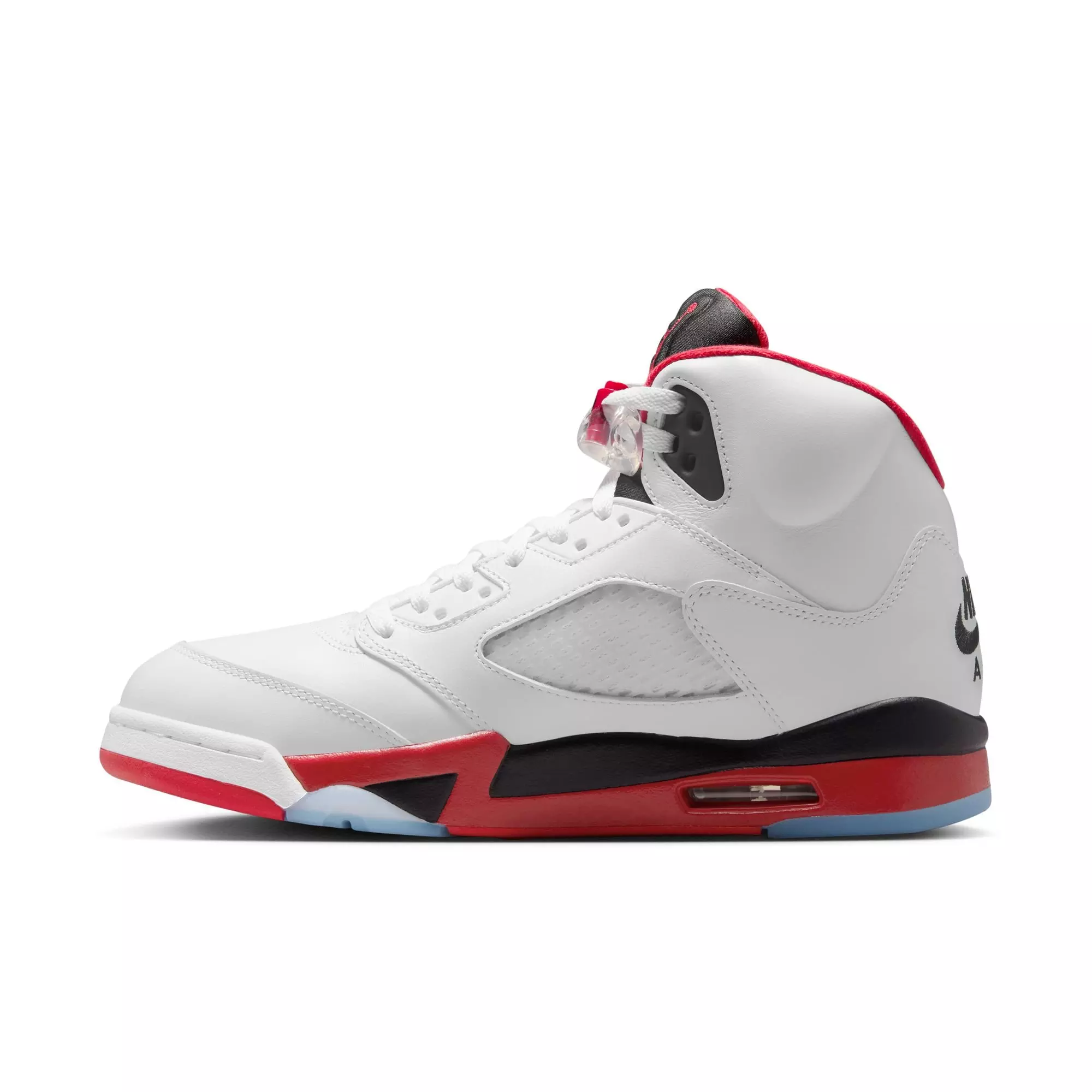 Jordan 5 Retro Fire Red "Black Tongue" Men's Shoe - WHITE/FIRE RED/BLACK