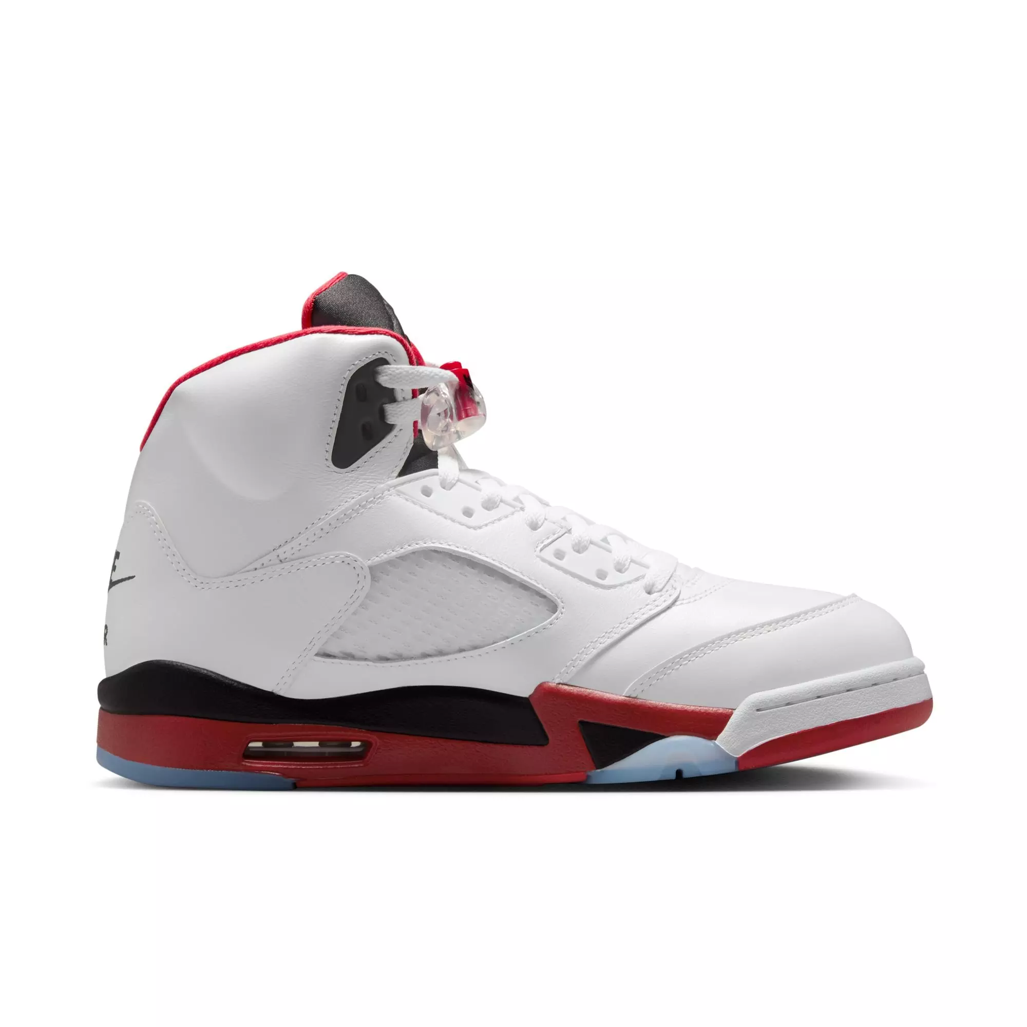 Jordan 5 Retro Fire Red "Black Tongue" Men's Shoe - WHITE/FIRE RED/BLACK