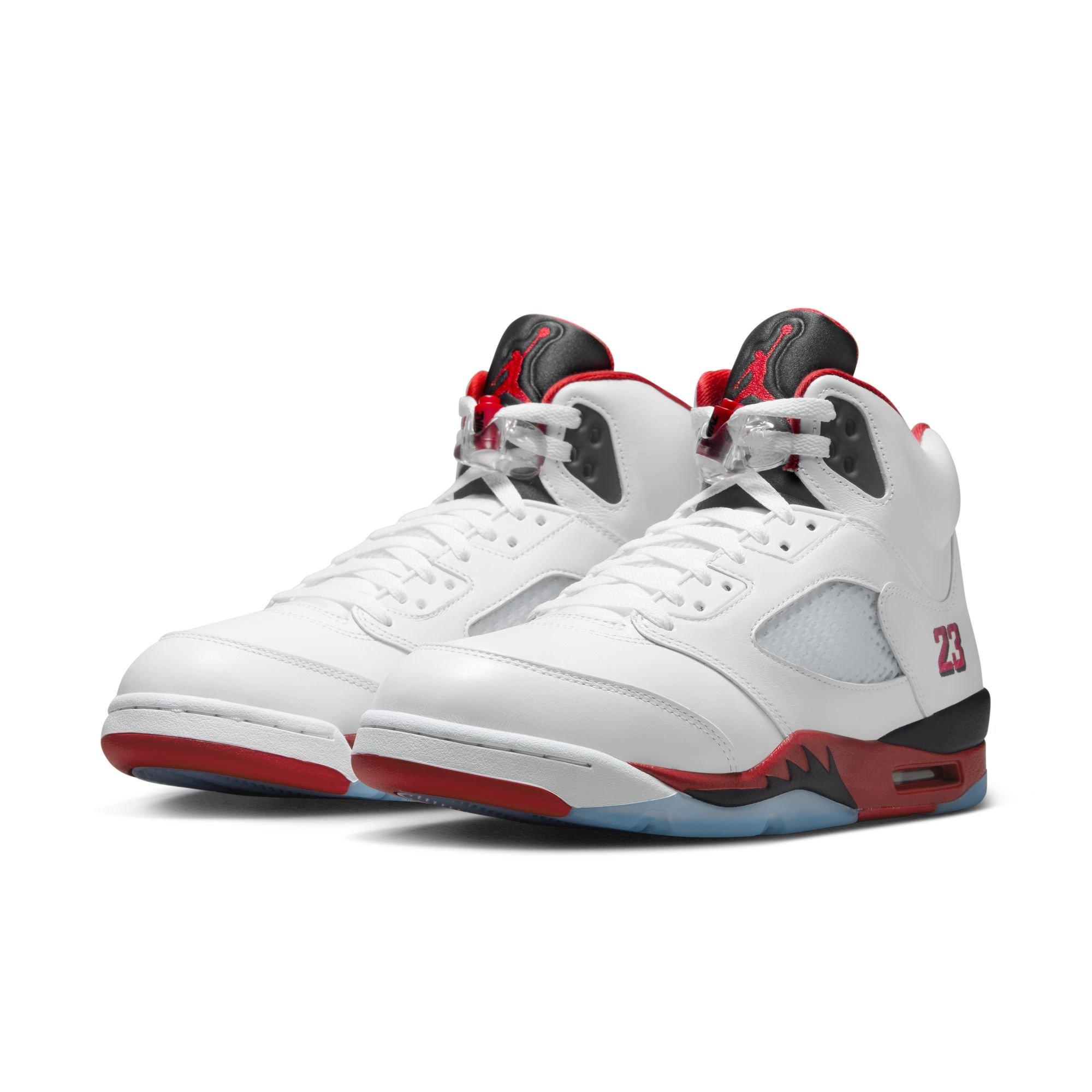 Jordan 5 Retro Fire Red "Black Tongue" Men's Shoe - WHITE/FIRE RED/BLACK Thumbnail View 3