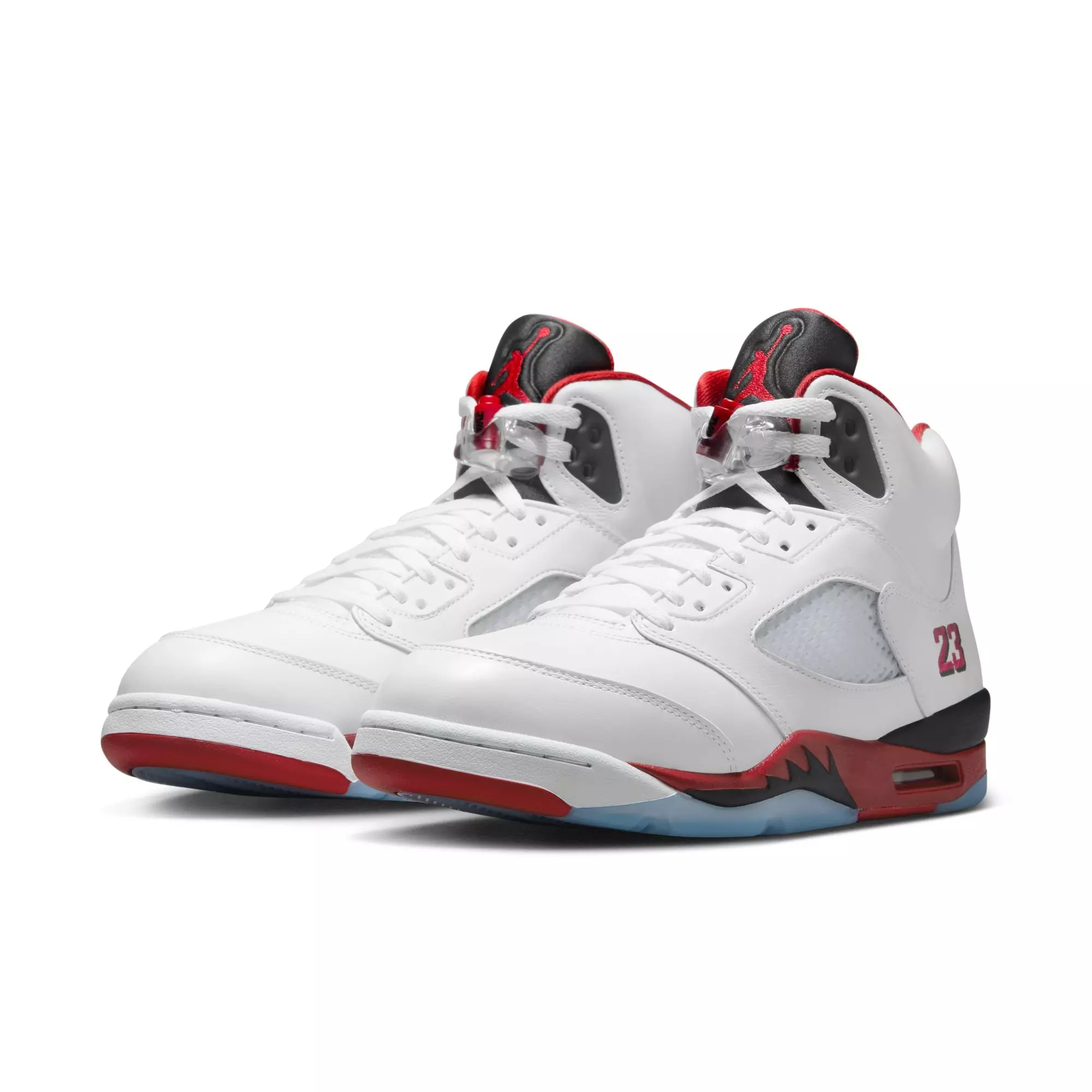 Jordan 5 Retro Fire Red "Black Tongue" Men's Shoe - WHITE/FIRE RED/BLACK