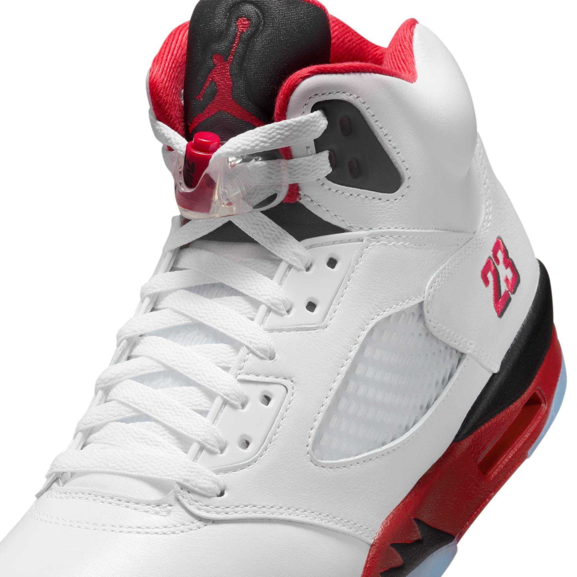 Jordan 5 Retro Fire Red "Black Tongue" Men's Shoe - WHITE/FIRE RED/BLACK Thumbnail View 4