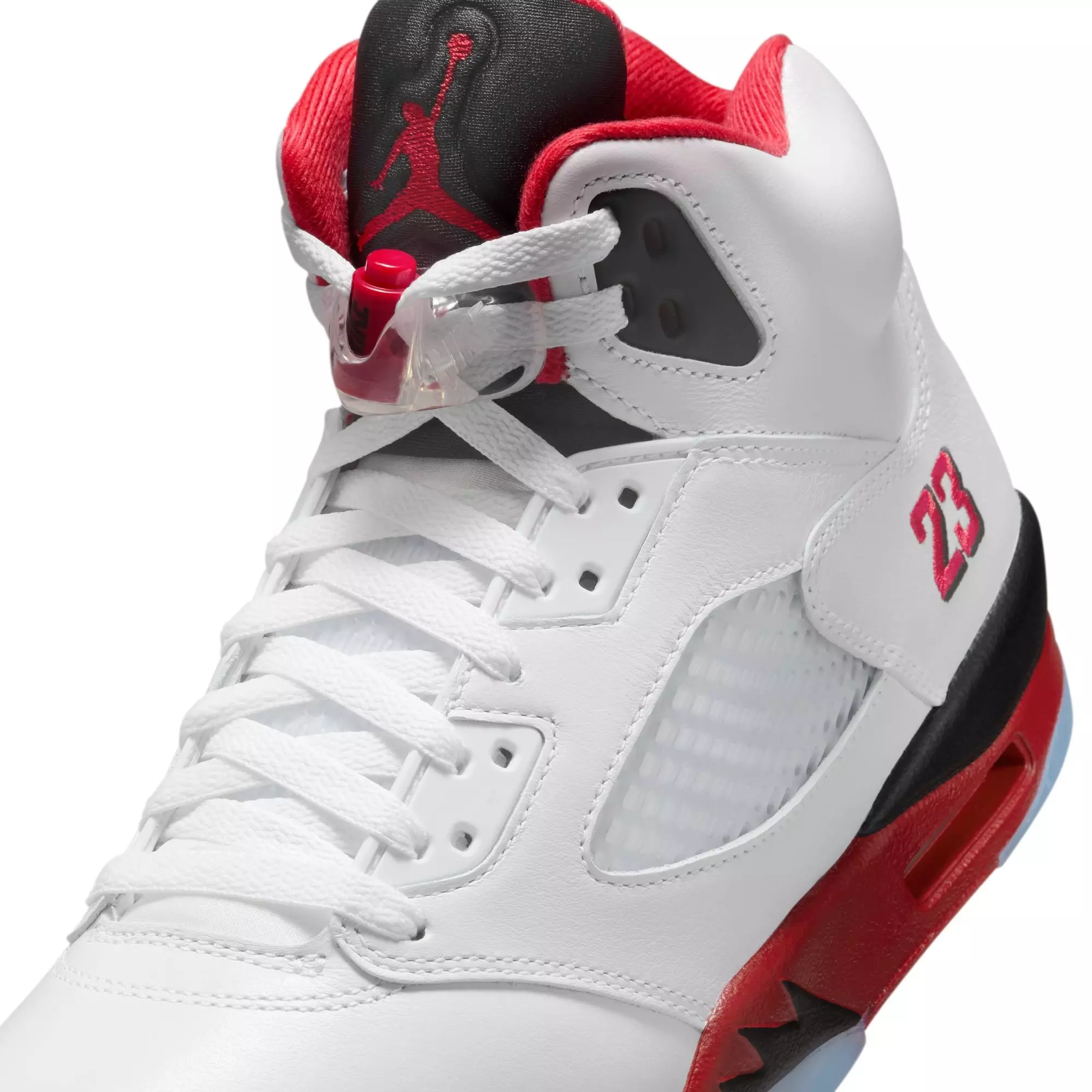 Jordan 5 Retro Fire Red "Black Tongue" Men's Shoe - WHITE/FIRE RED/BLACK