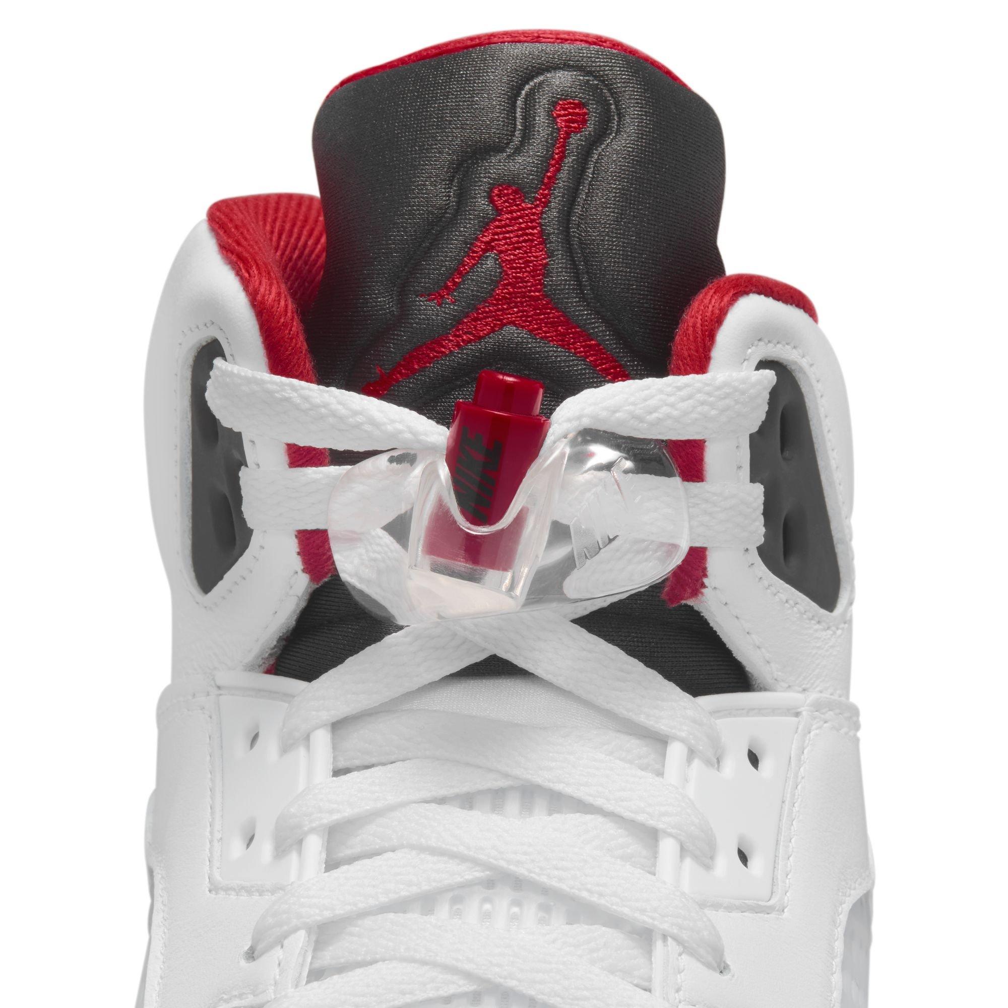 Jordan 5 Retro Fire Red "Black Tongue" Men's Shoe - WHITE/FIRE RED/BLACK Thumbnail View 6