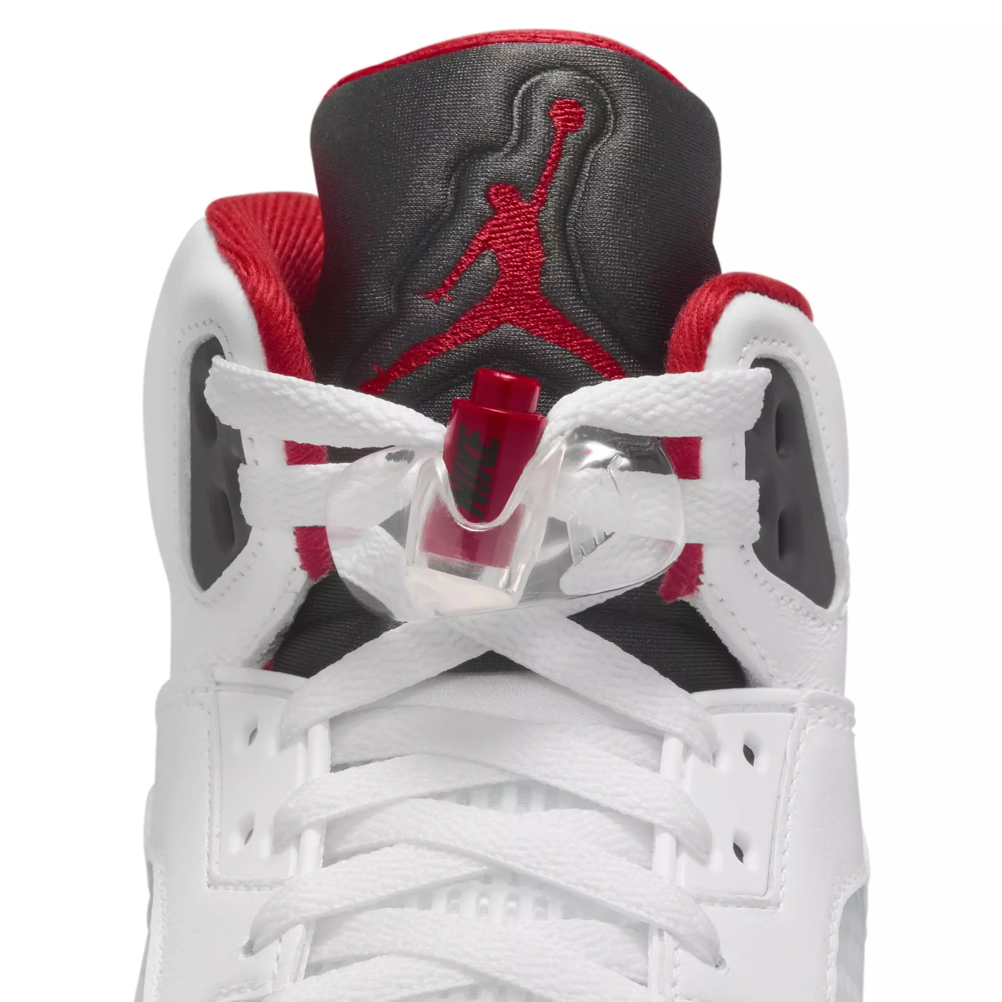 Jordan 5 Retro Fire Red "Black Tongue" Men's Shoe - WHITE/FIRE RED/BLACK