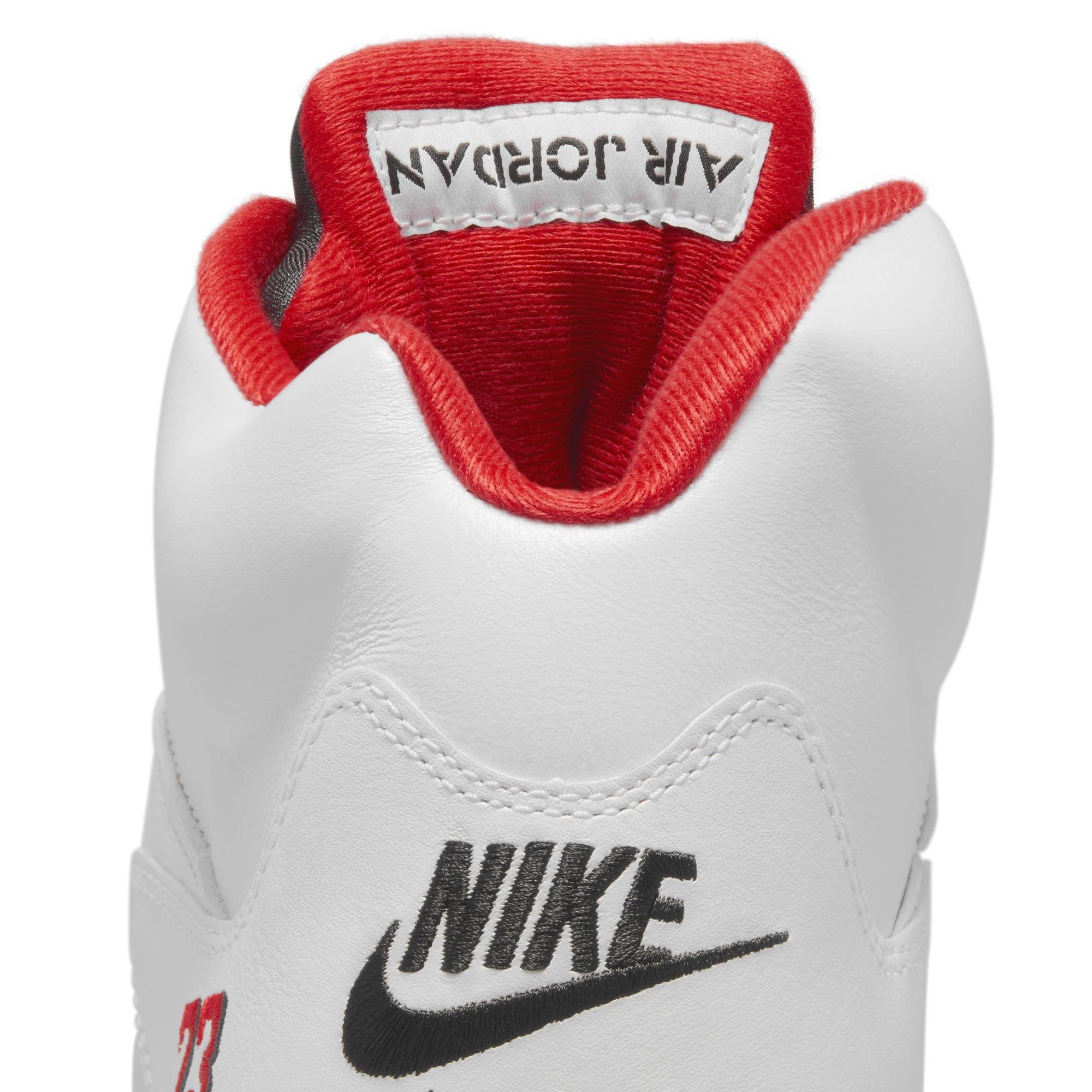 Jordan 5 Retro Fire Red "Black Tongue" Men's Shoe - WHITE/FIRE RED/BLACK Thumbnail View 7