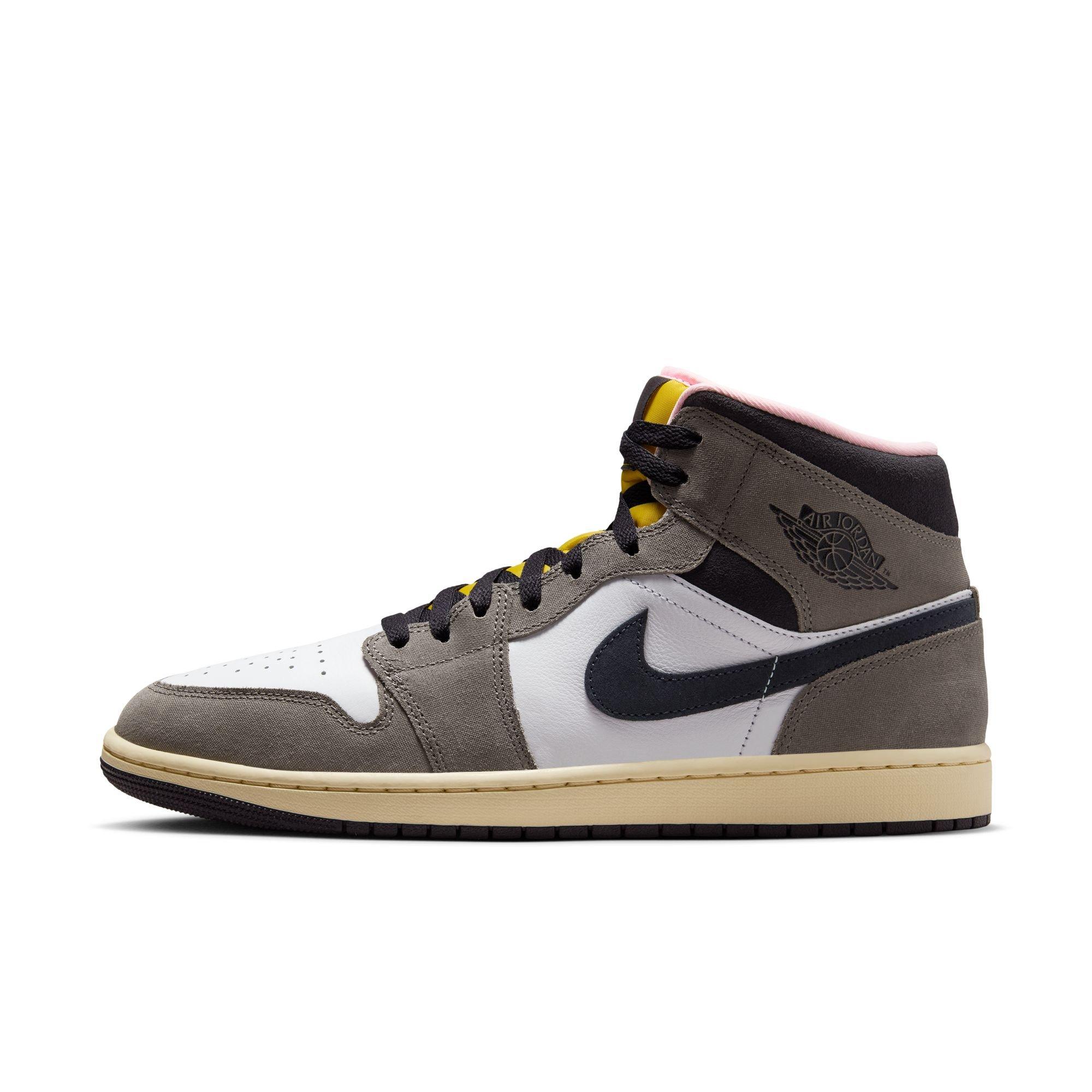 White/Grey Leather Sneaker Air Jordan 1 Mid SE | Hibbett