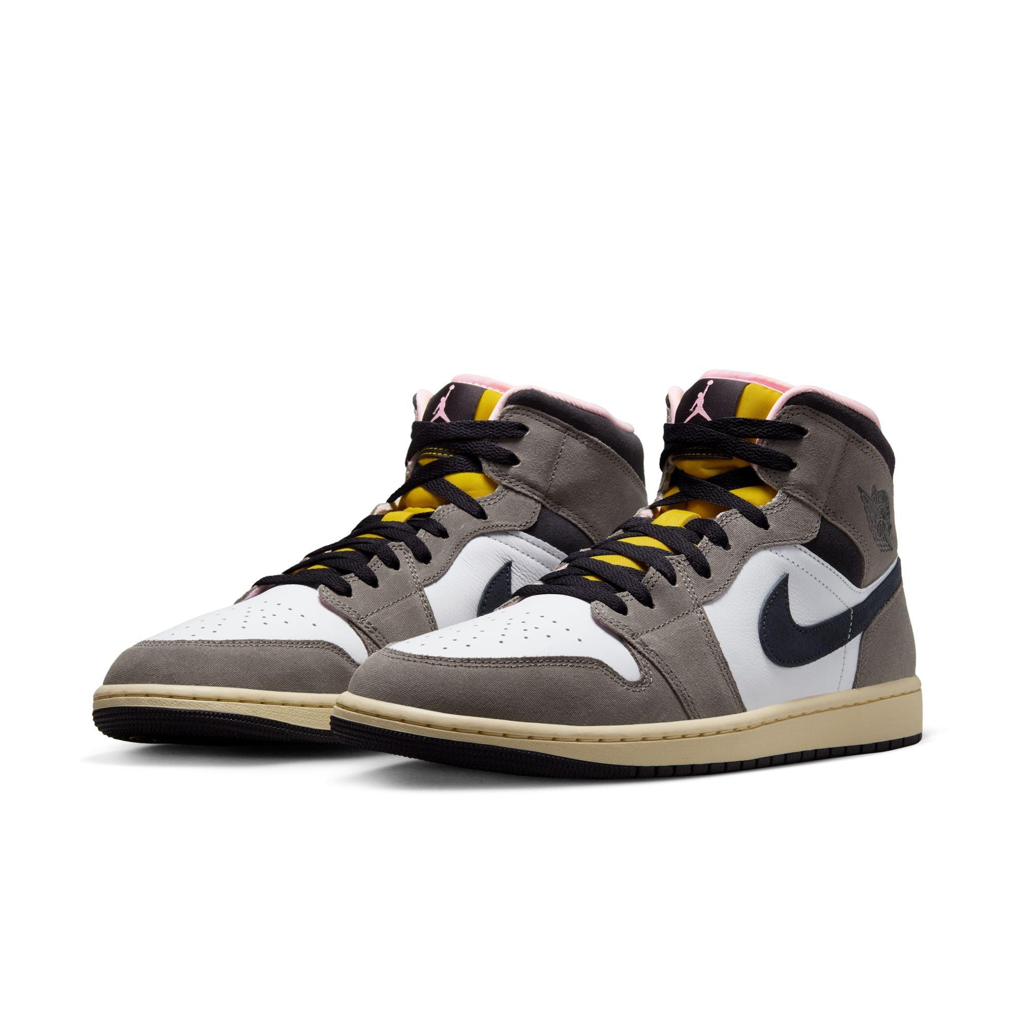 Jordan 1 Mid SE "White/Oil Grey/Cave Stone/Dark Sulfur" Men's Shoe - WHITE/GREY Thumbnail View 5