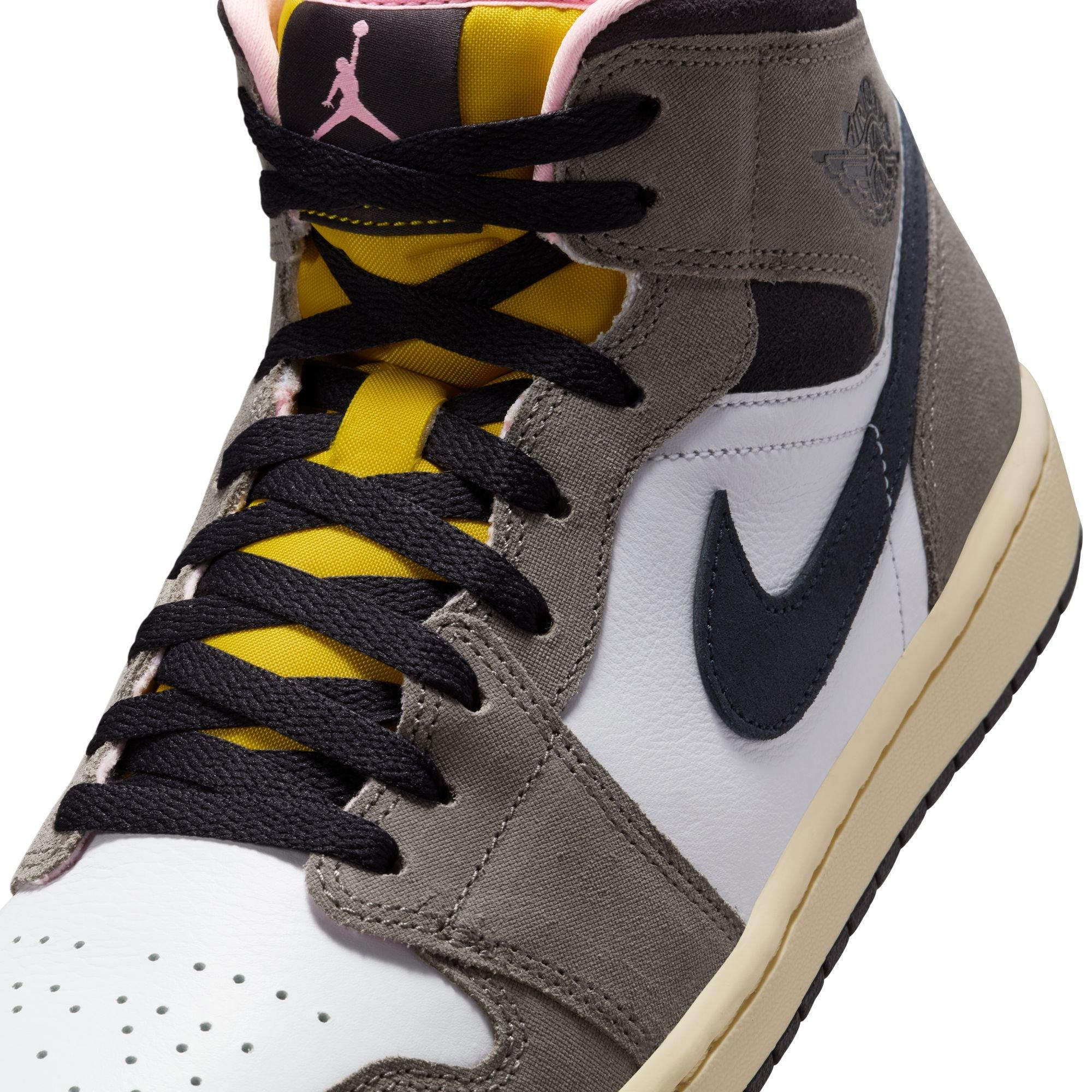 Jordan 1 Mid SE "White/Oil Grey/Cave Stone/Dark Sulfur" Men's Shoe - WHITE/GREY Thumbnail View 10