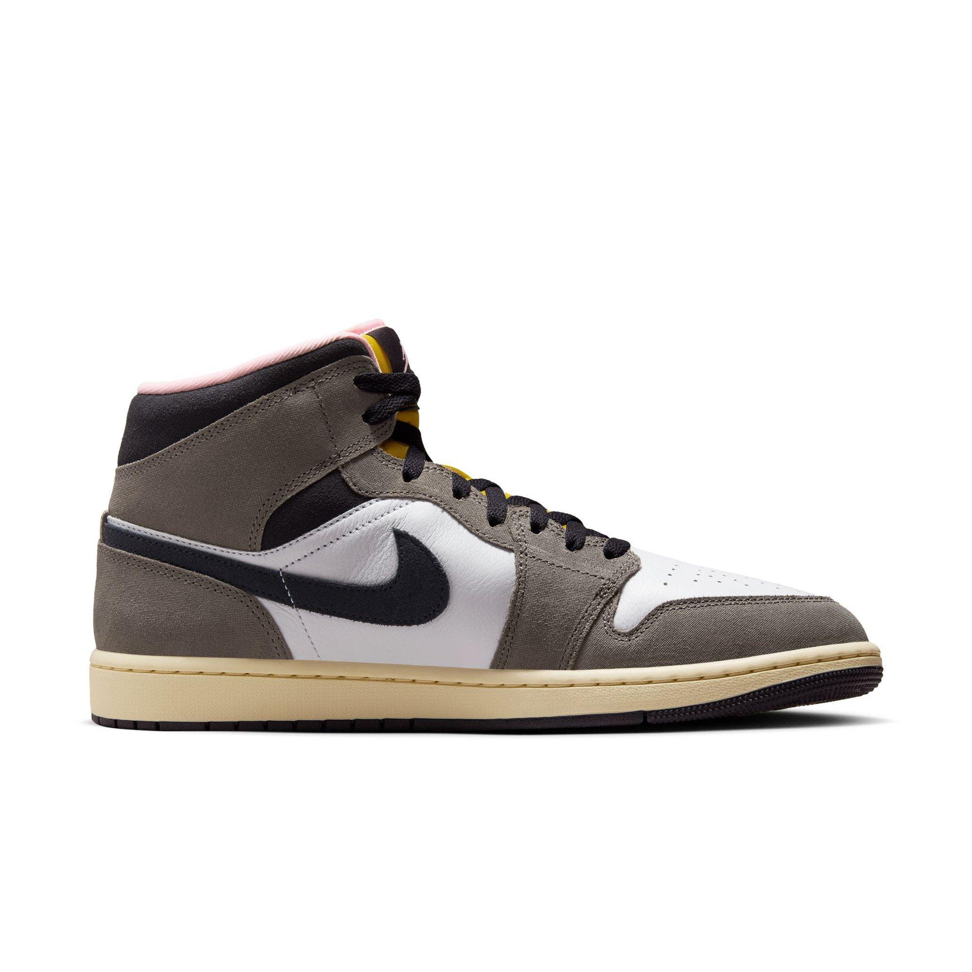 Jordan 1 Mid SE "White/Oil Grey/Cave Stone/Dark Sulfur" Men's Shoe - WHITE/GREY Thumbnail View 2