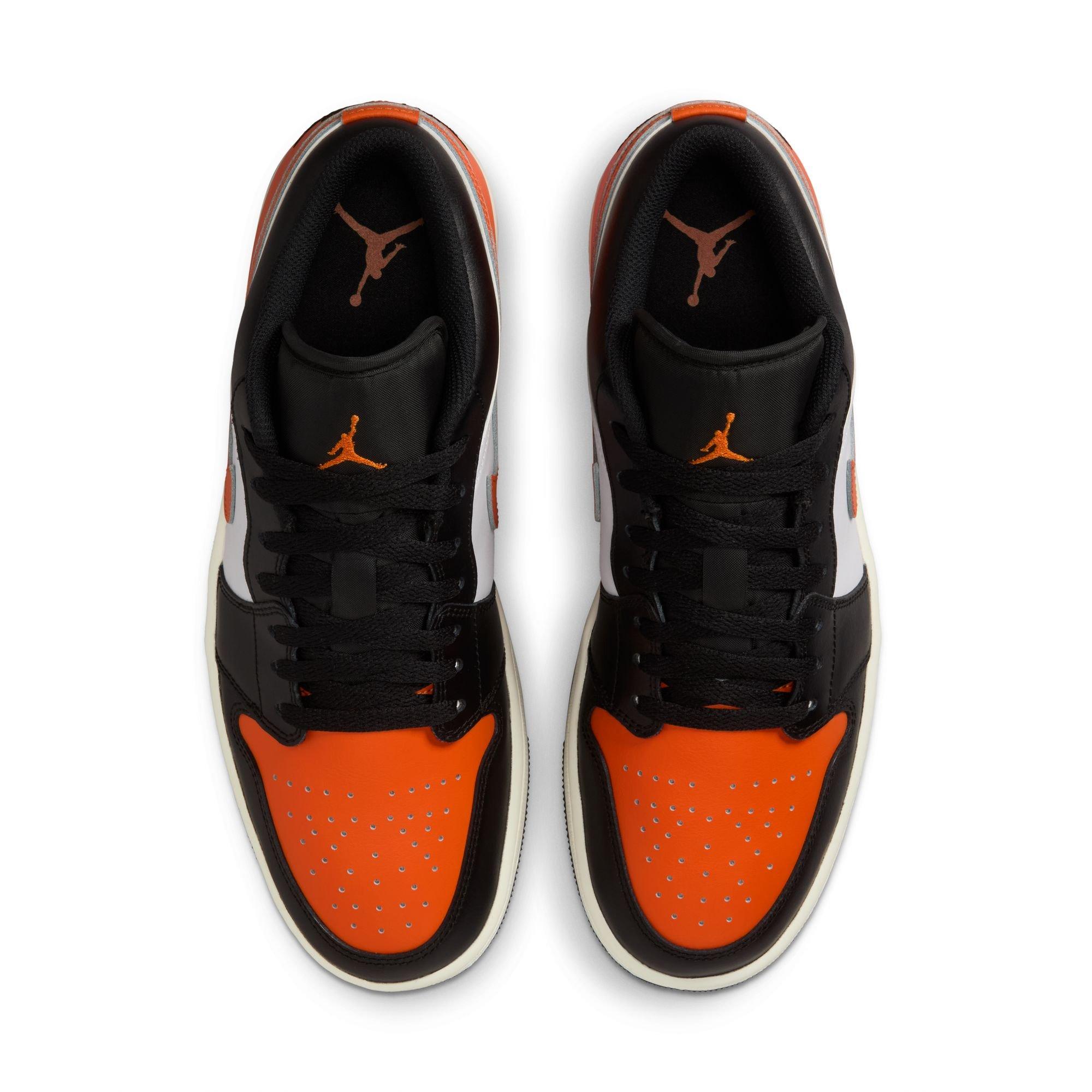 Jordan 1 Low "Black/Starfish/White/Sail" Men's Shoe - BLACK/WHITE/ORANGE Thumbnail View 6