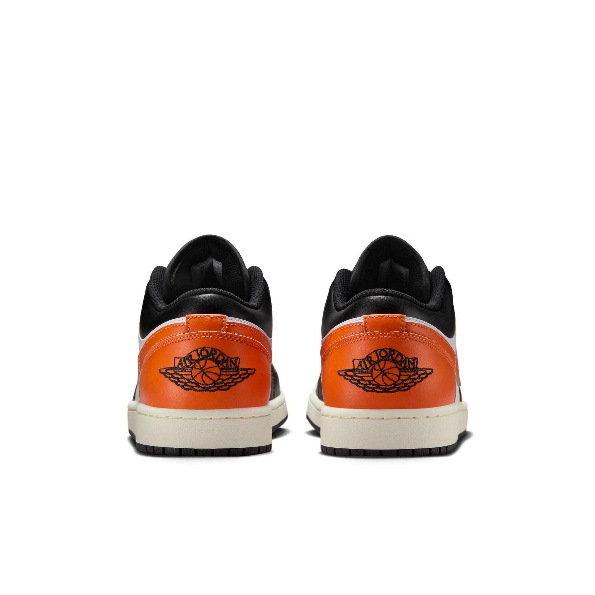 Jordan 1 Low "Black/Starfish/White/Sail" Men's Shoe - BLACK/WHITE/ORANGE Thumbnail View 7