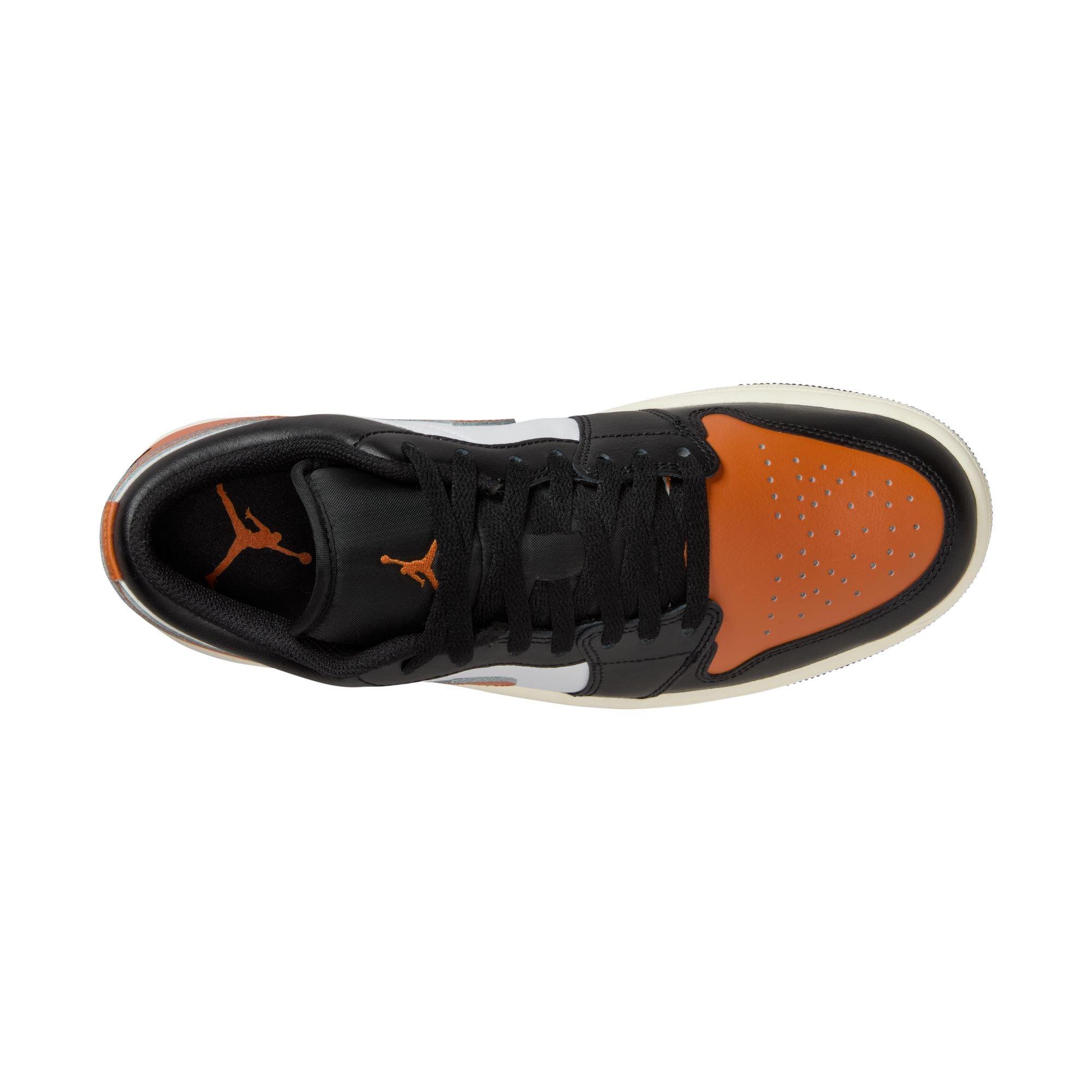 Jordan 1 Low "Black/Starfish/White/Sail" Men's Shoe - BLACK/WHITE/ORANGE Thumbnail View 8