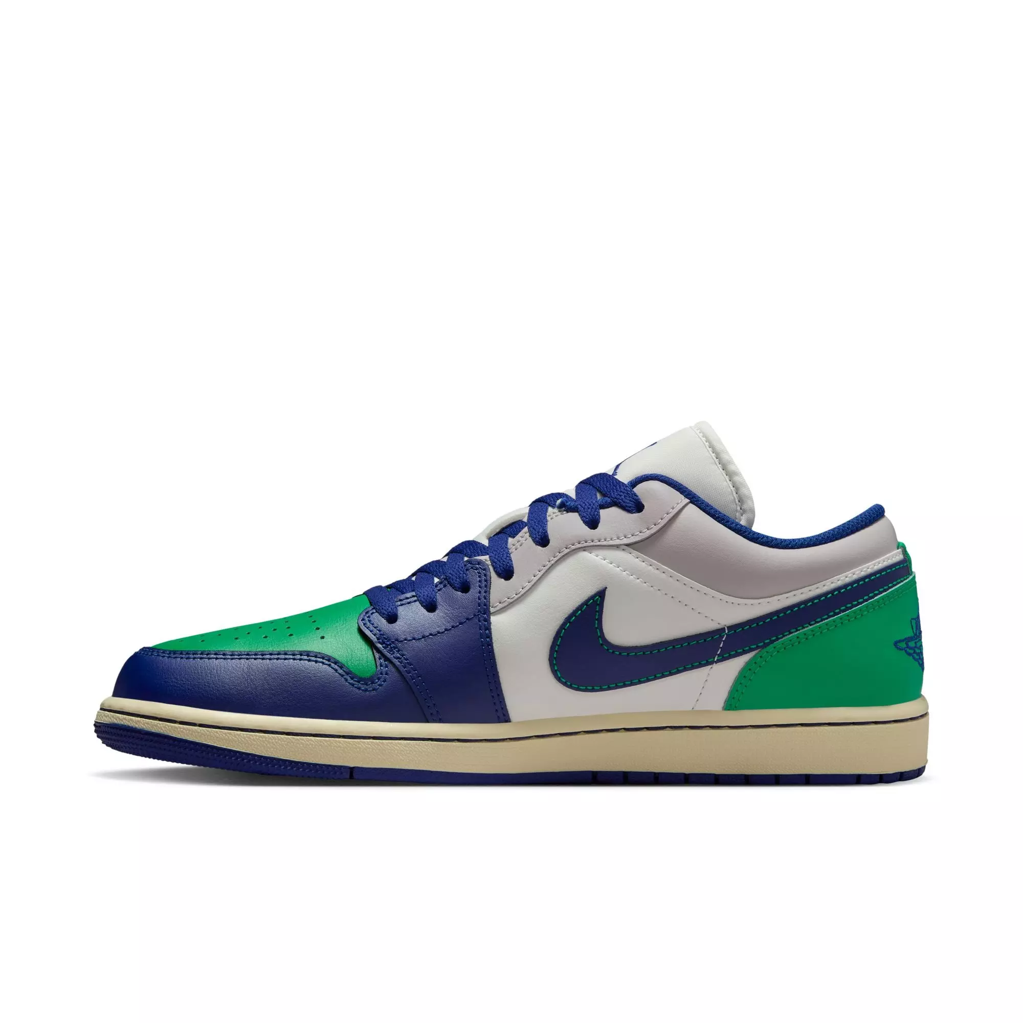 Jordan 1 Low "Sail/Deep Royal Blue/Stadium Green" Men's Shoe - ROYAL/GREEN