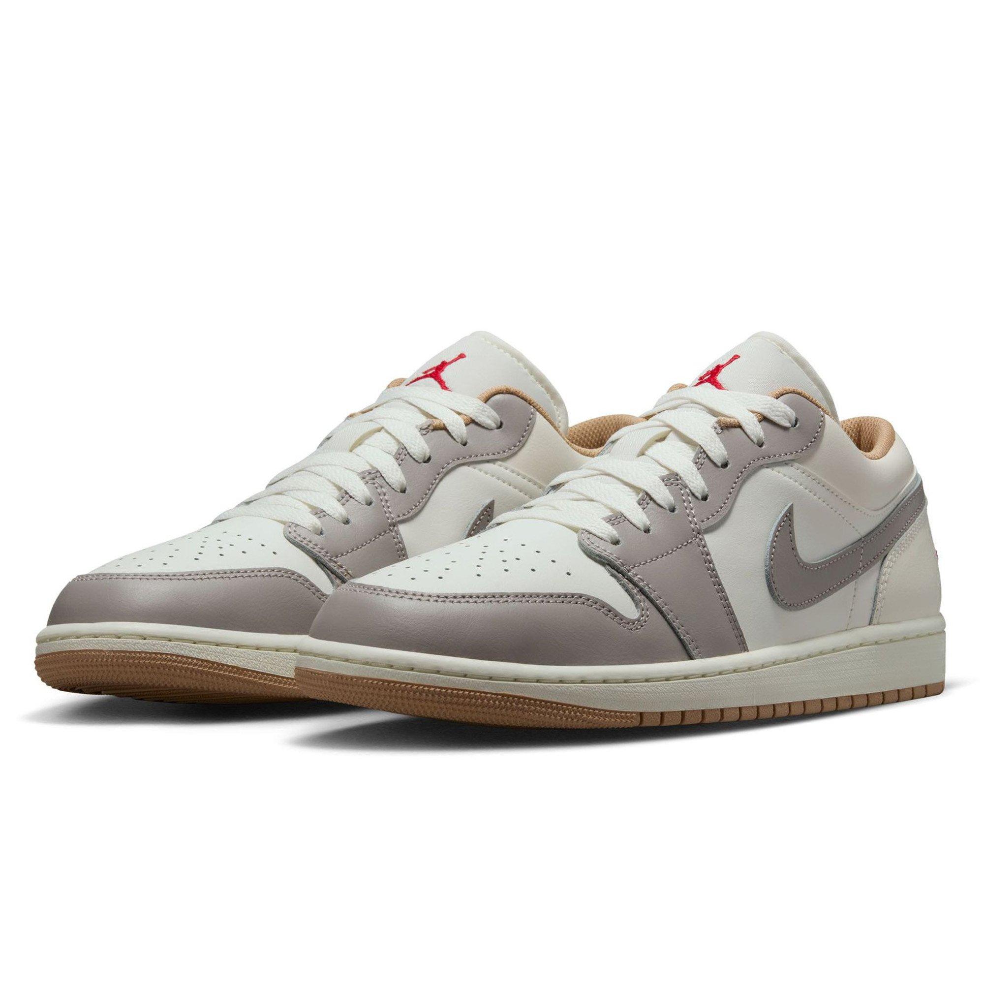 Jordan 1 Low "Sail/Fire Red/College Grey/Hemp" Men's Shoe - OFF-WHITE/RED Thumbnail View 3