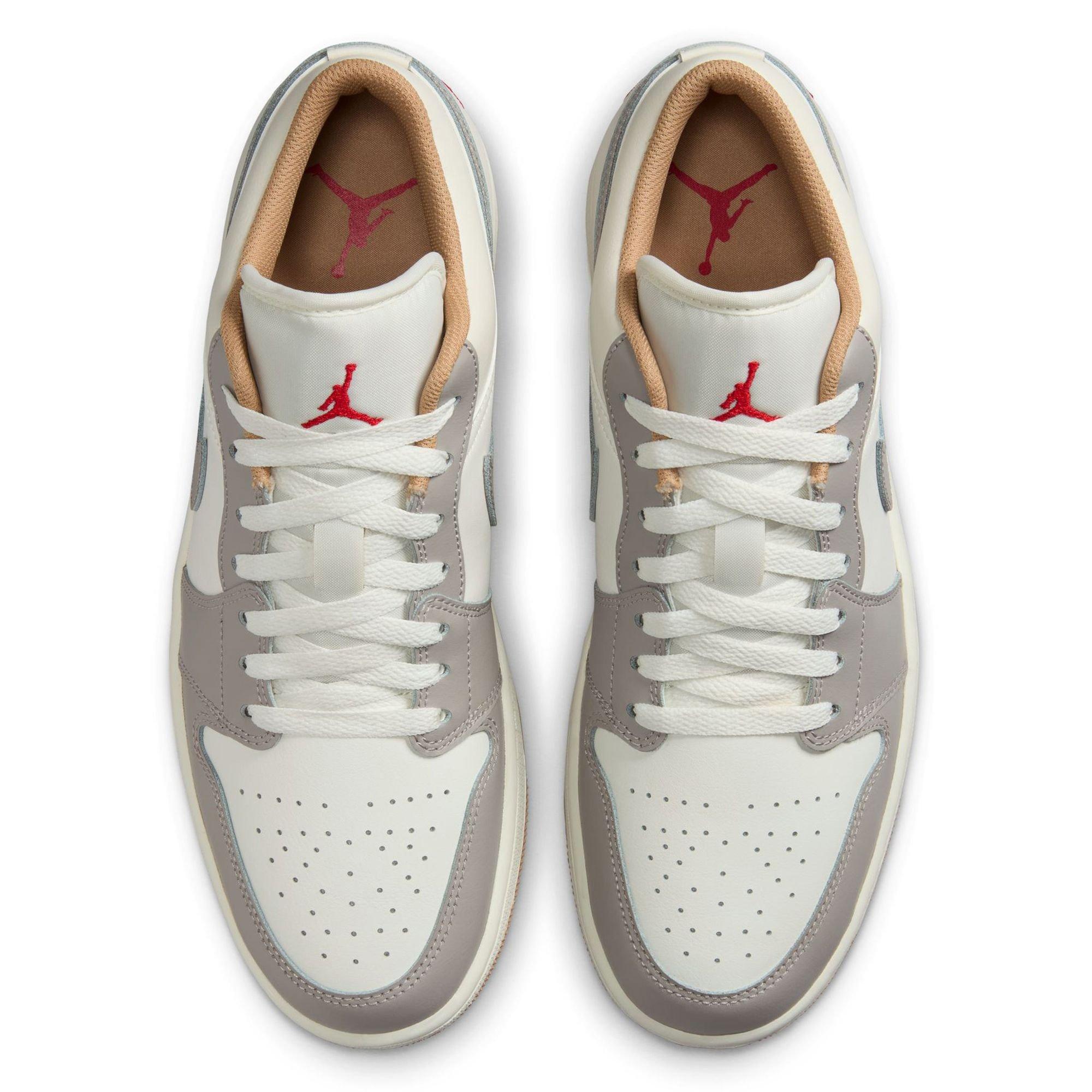 Jordan 1 Low "Sail/Fire Red/College Grey/Hemp" Men's Shoe - OFF-WHITE/RED Thumbnail View 4