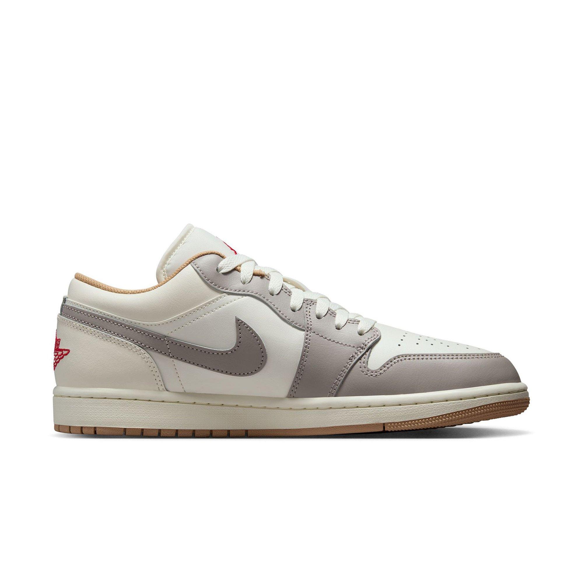Jordan 1 Low "Sail/Fire Red/College Grey/Hemp" Men's Shoe - OFF-WHITE/RED Thumbnail View 1