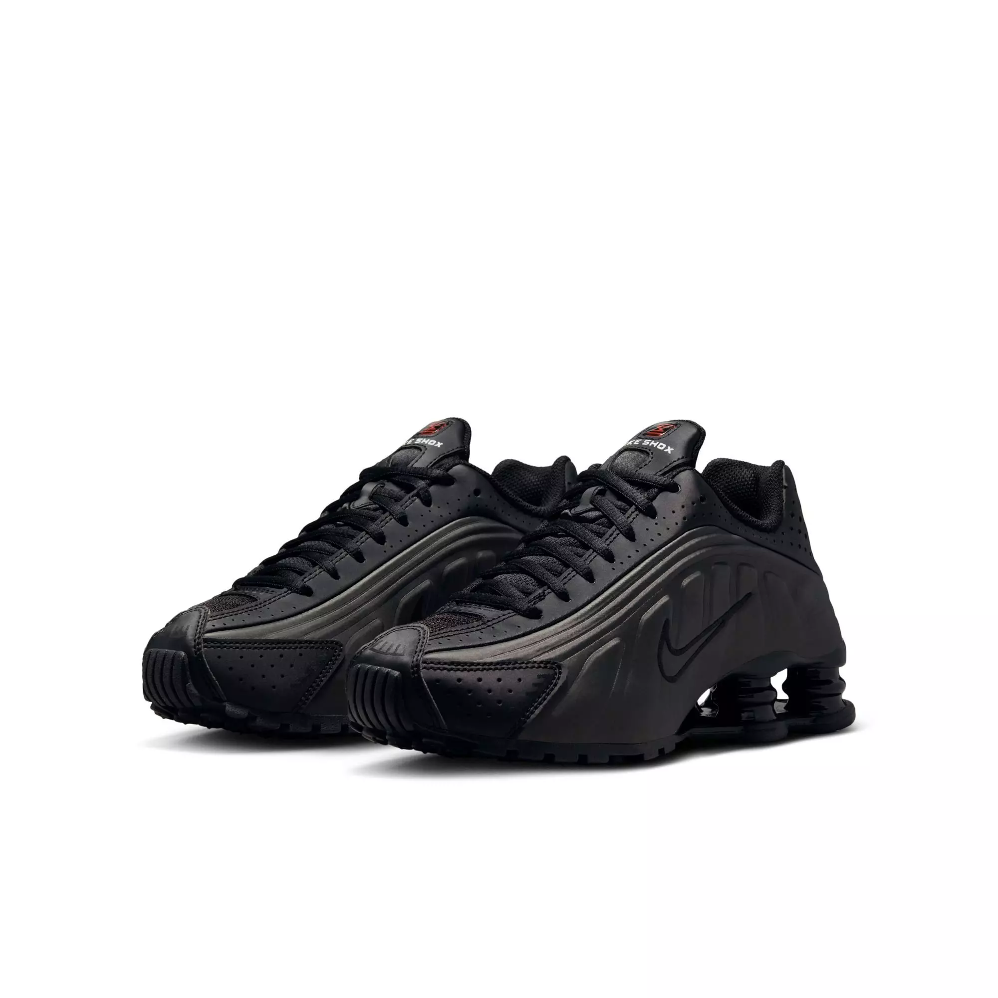 Nike Shox R4 "Black/Bright Crimson" Grade School Boys' Shoe - BLACK