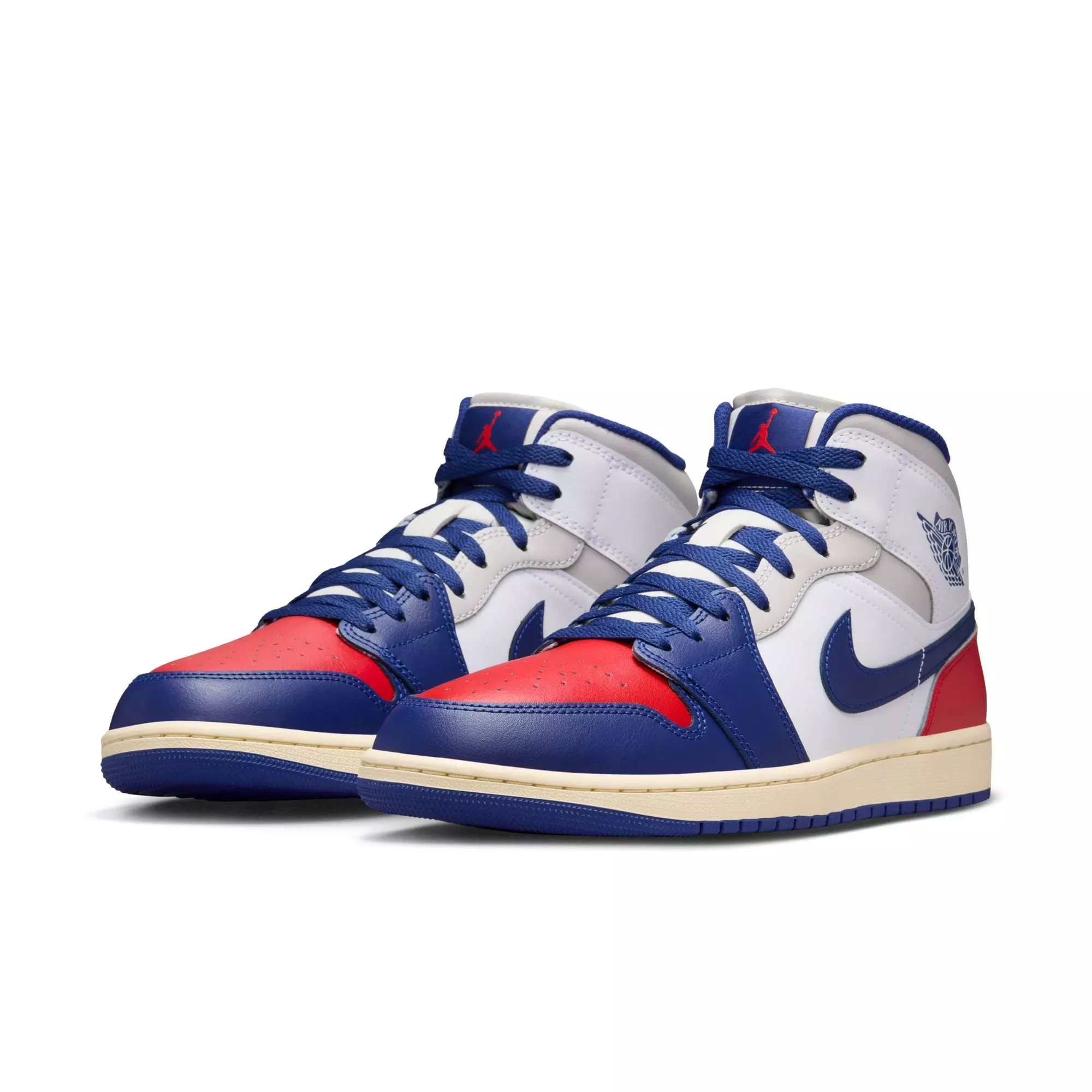 Jordan 1 Mid "White/Deep Royal Blue/University Red" Men's Shoe - WHITE/RED/BLUE