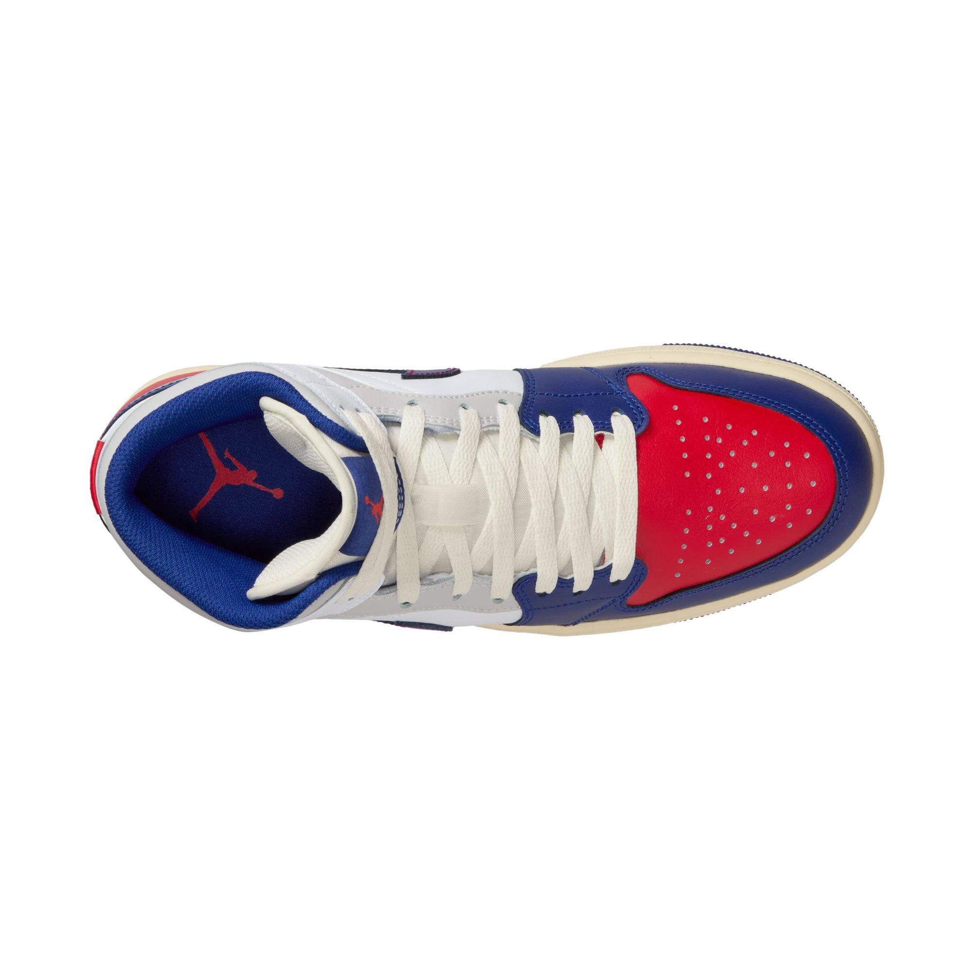 Jordan 1 Mid "White/Deep Royal Blue/University Red" Men's Shoe - WHITE/RED/BLUE Thumbnail View 8
