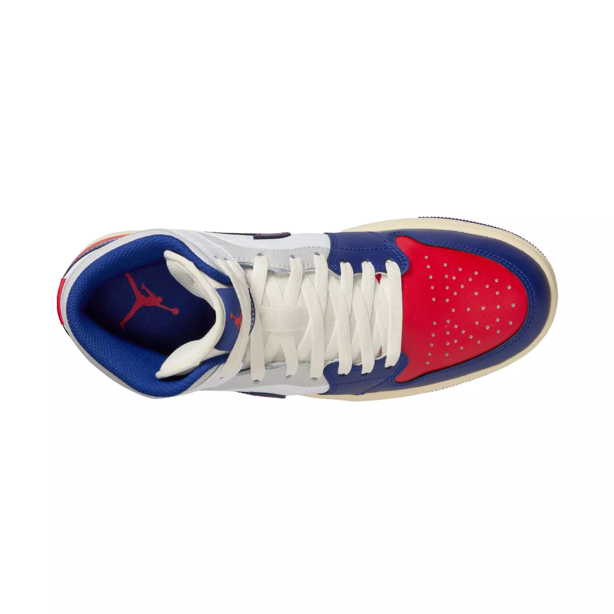 Jordan 1 Mid "White/Deep Royal Blue/University Red" Men's Shoe - WHITE/RED/BLUE