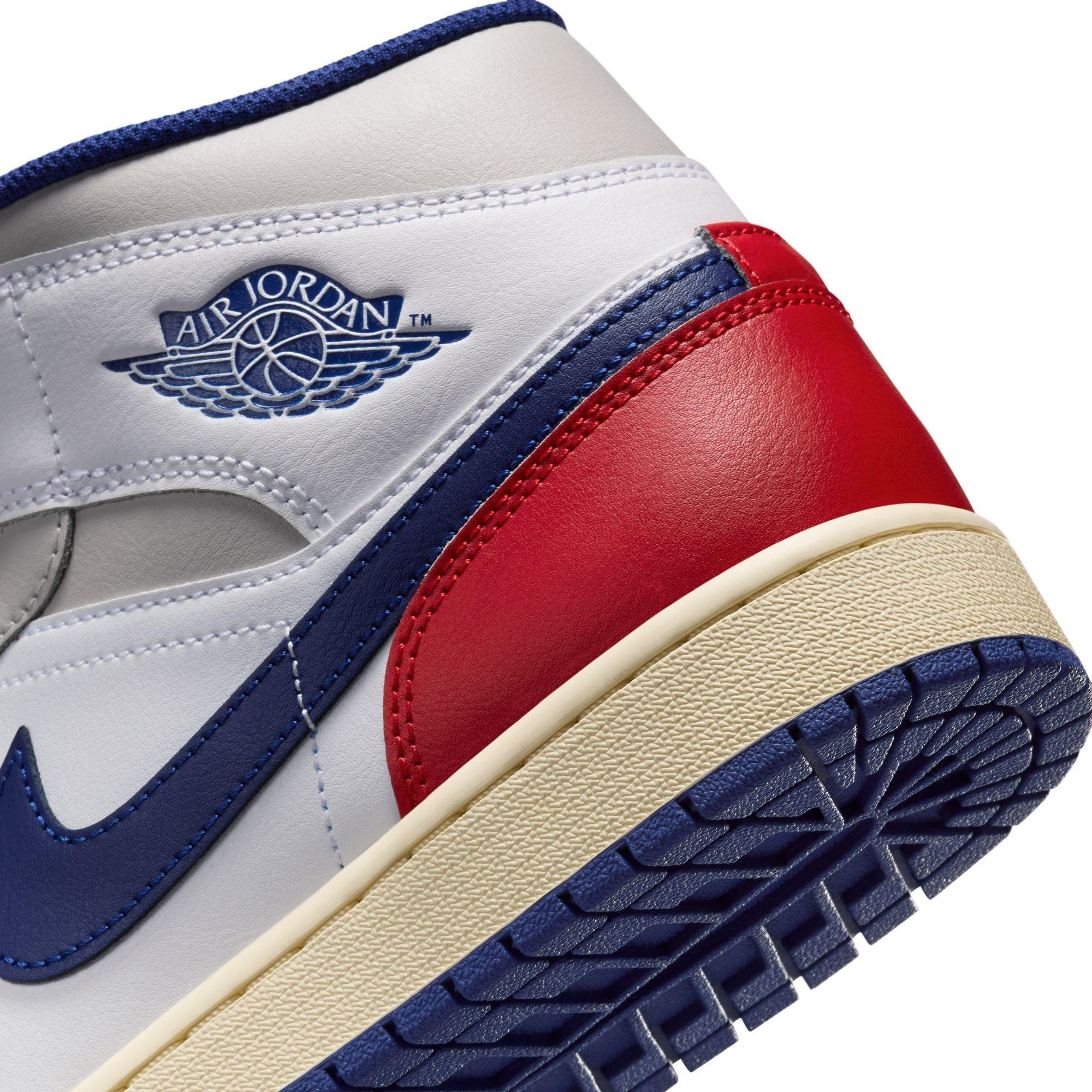 Jordan 1 Mid "White/Deep Royal Blue/University Red" Men's Shoe - WHITE/RED/BLUE Thumbnail View 11
