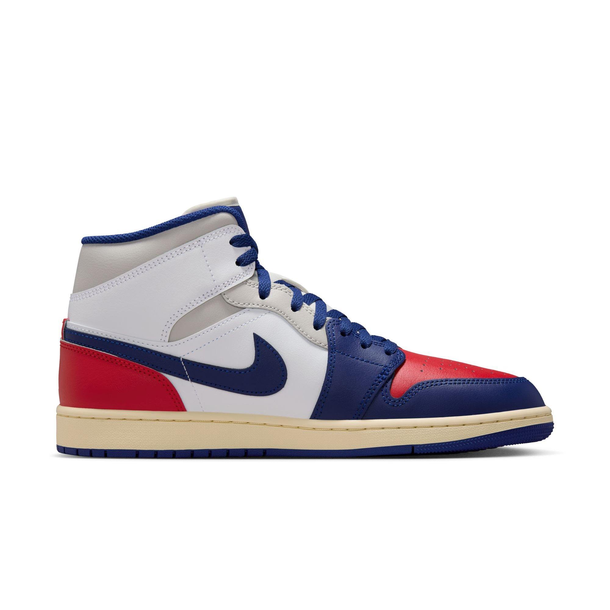 Jordan 1 Mid "White/Deep Royal Blue/University Red" Men's Shoe - WHITE/RED/BLUE Thumbnail View 2