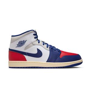 Jordan 1 Mid "White/Deep Royal Blue/University Red" Men's Shoe