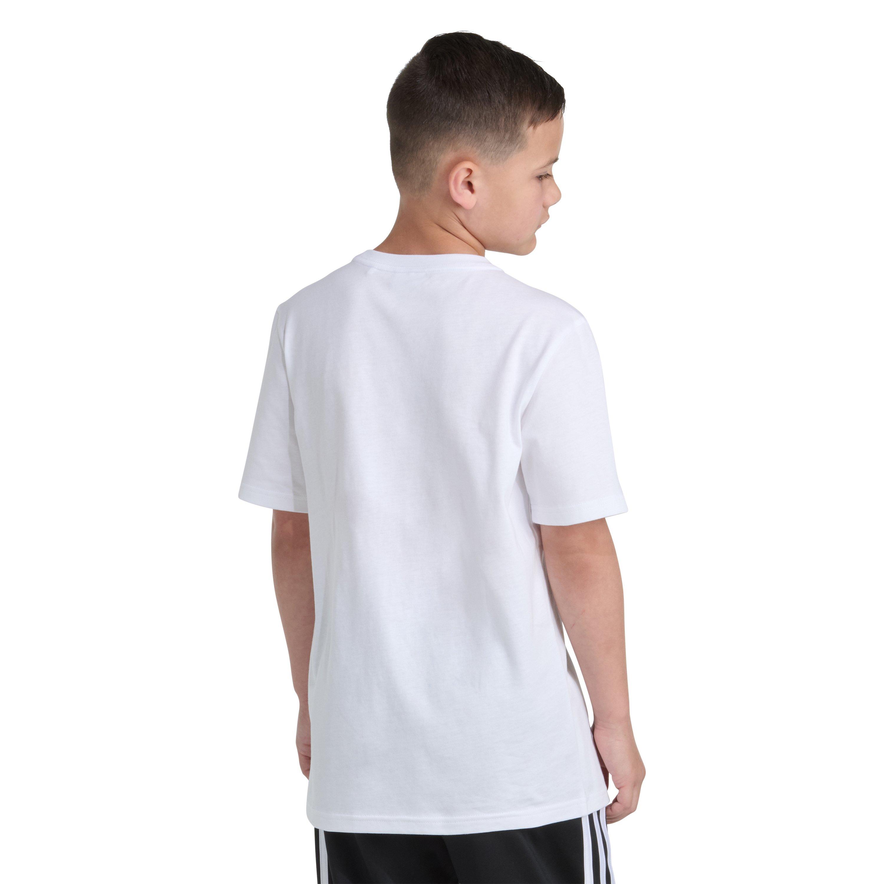adidas Big Kids' Logo Graphic Cotton Tee - White/Green
