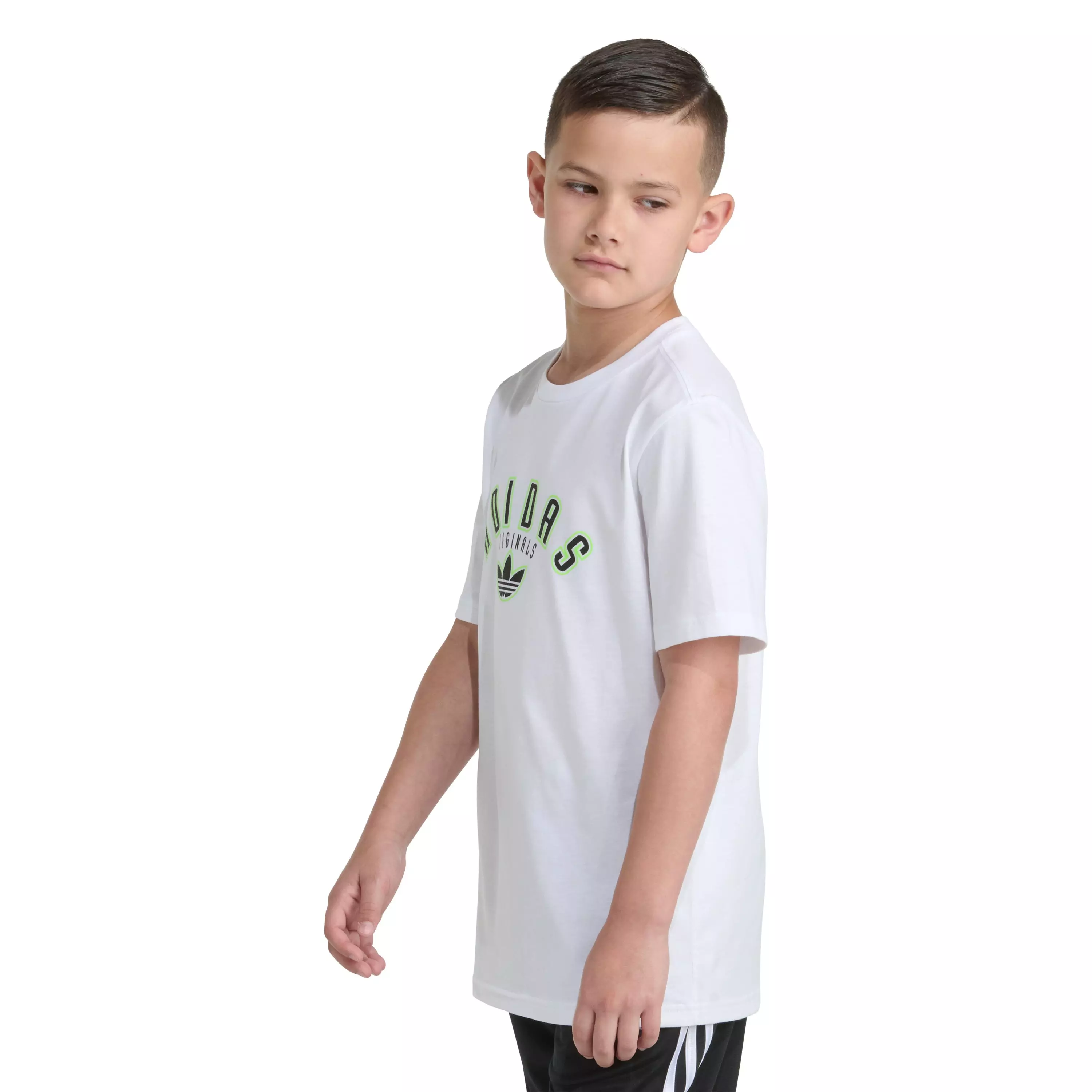 adidas Big Kids' Logo Play Tee - White/Green - WHITE/GREEN