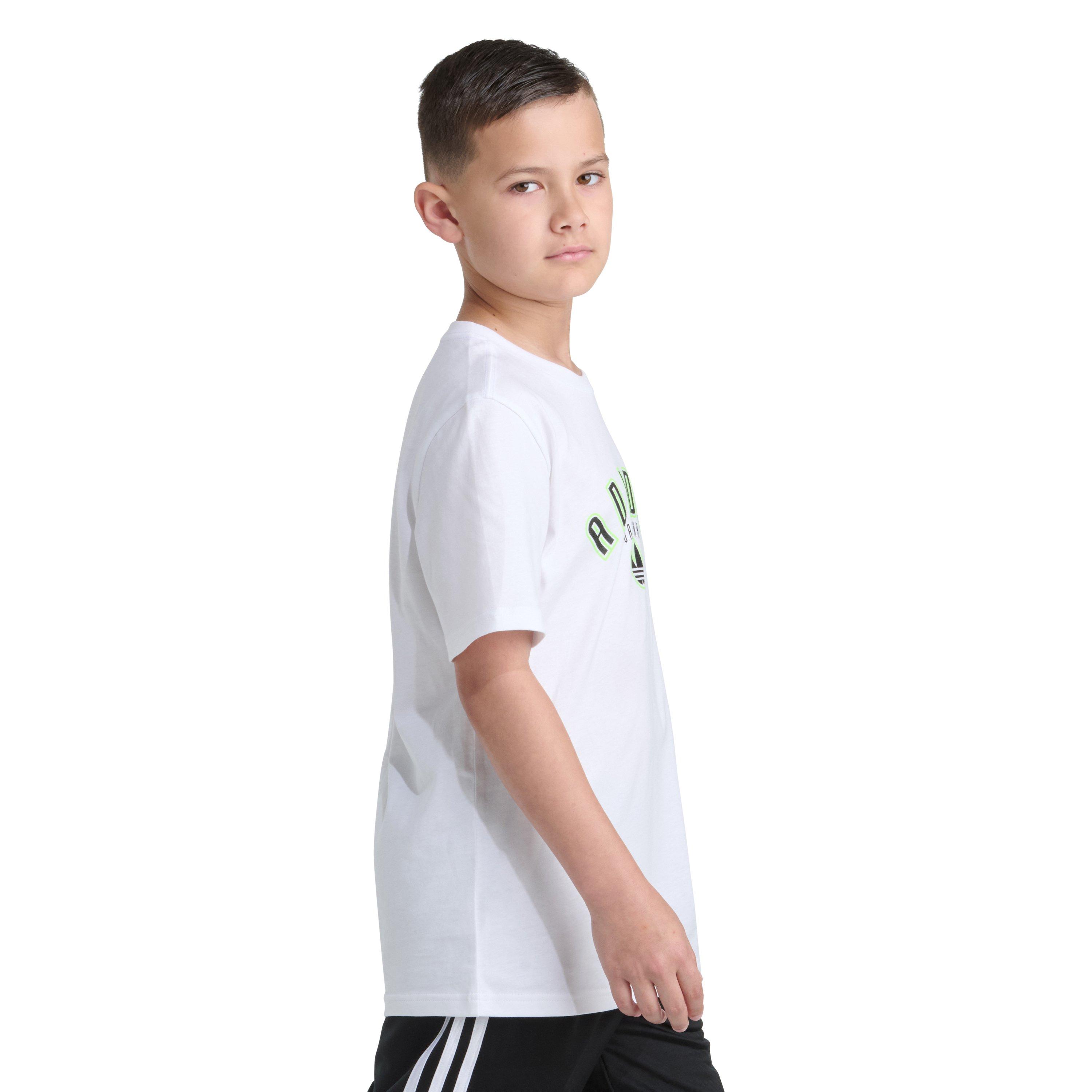 adidas Logo Play Big Kids' White/Green Tee
