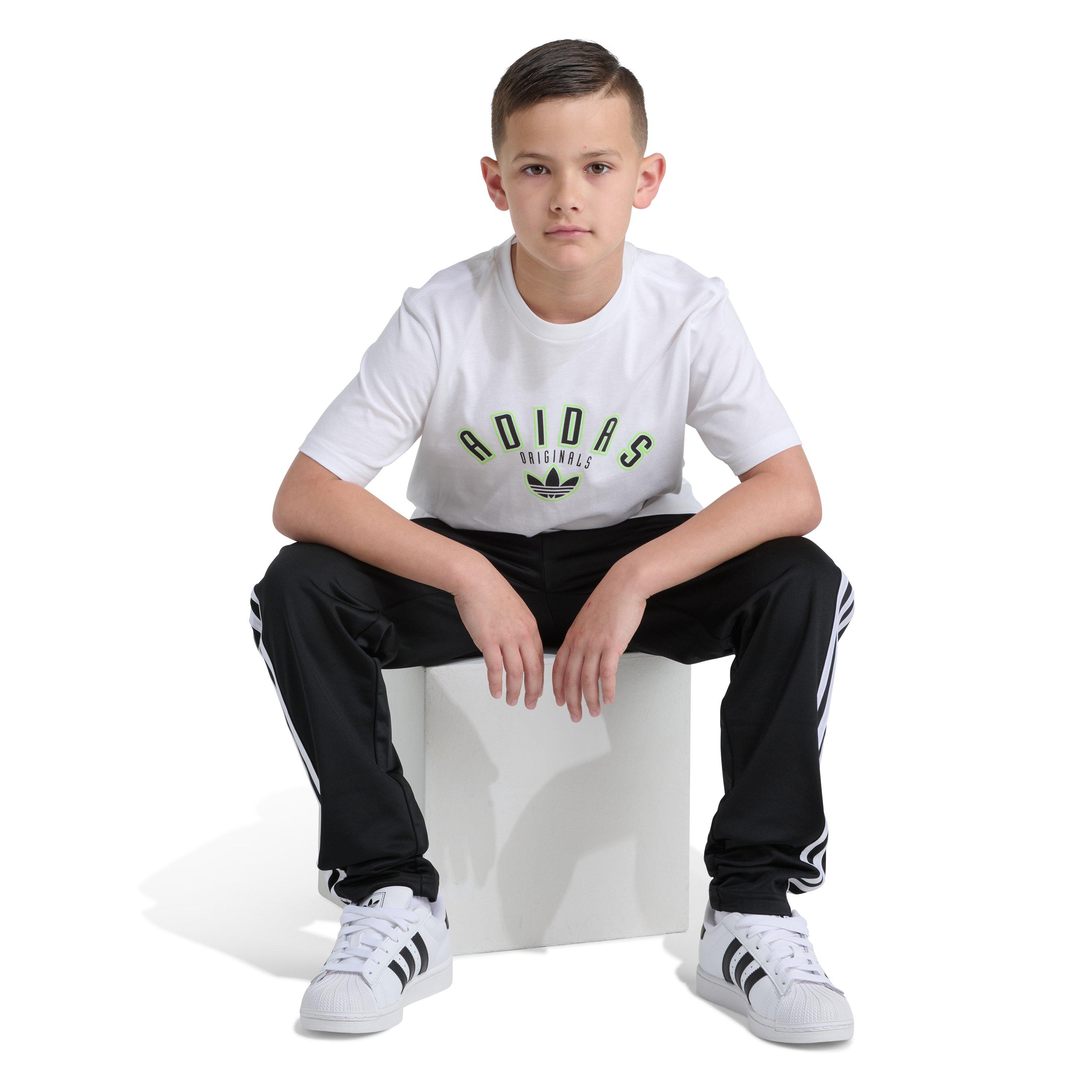 adidas Logo Play Big Kids' White/Green Tee