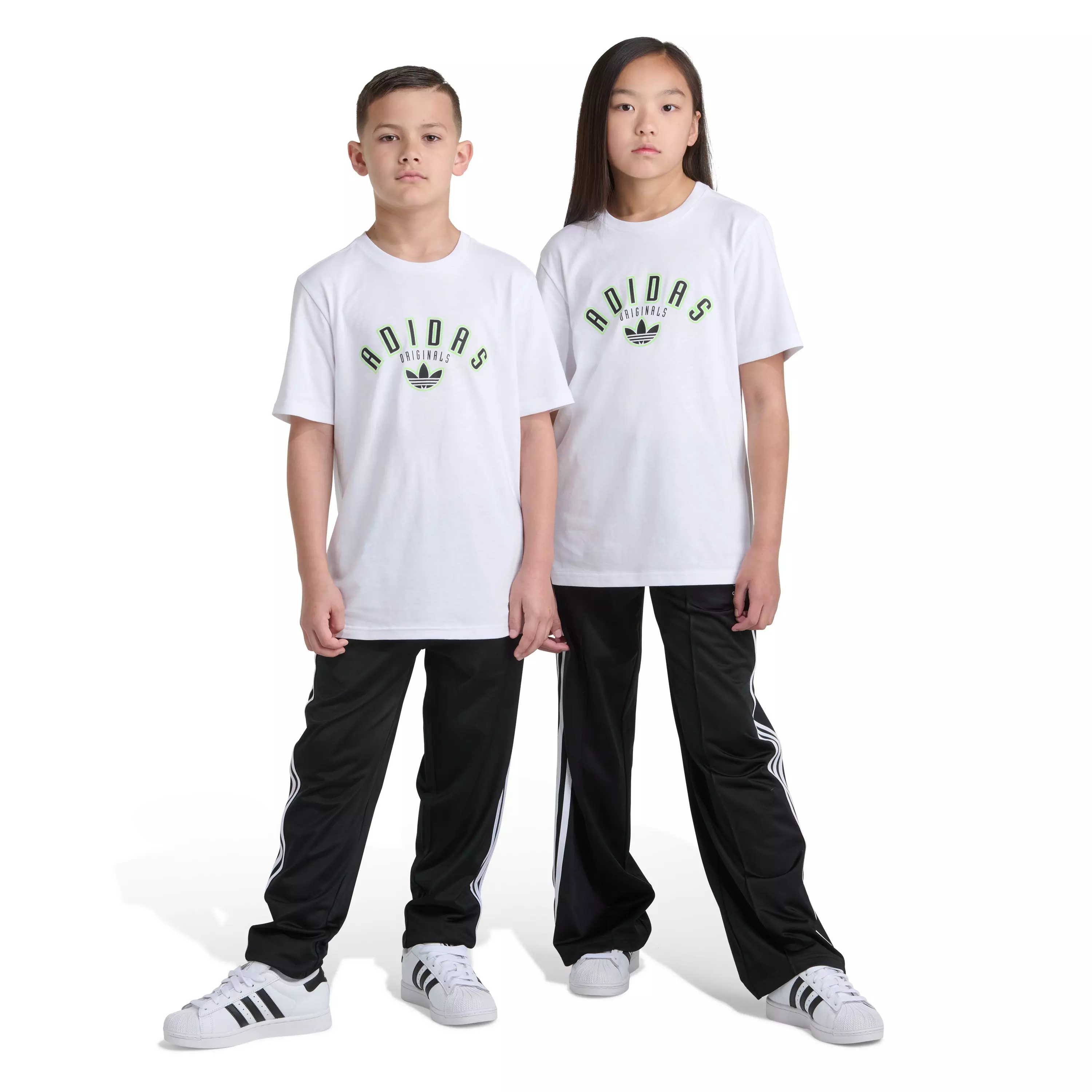 adidas Big Kids' Logo Play Tee - White/Green - WHITE/GREEN