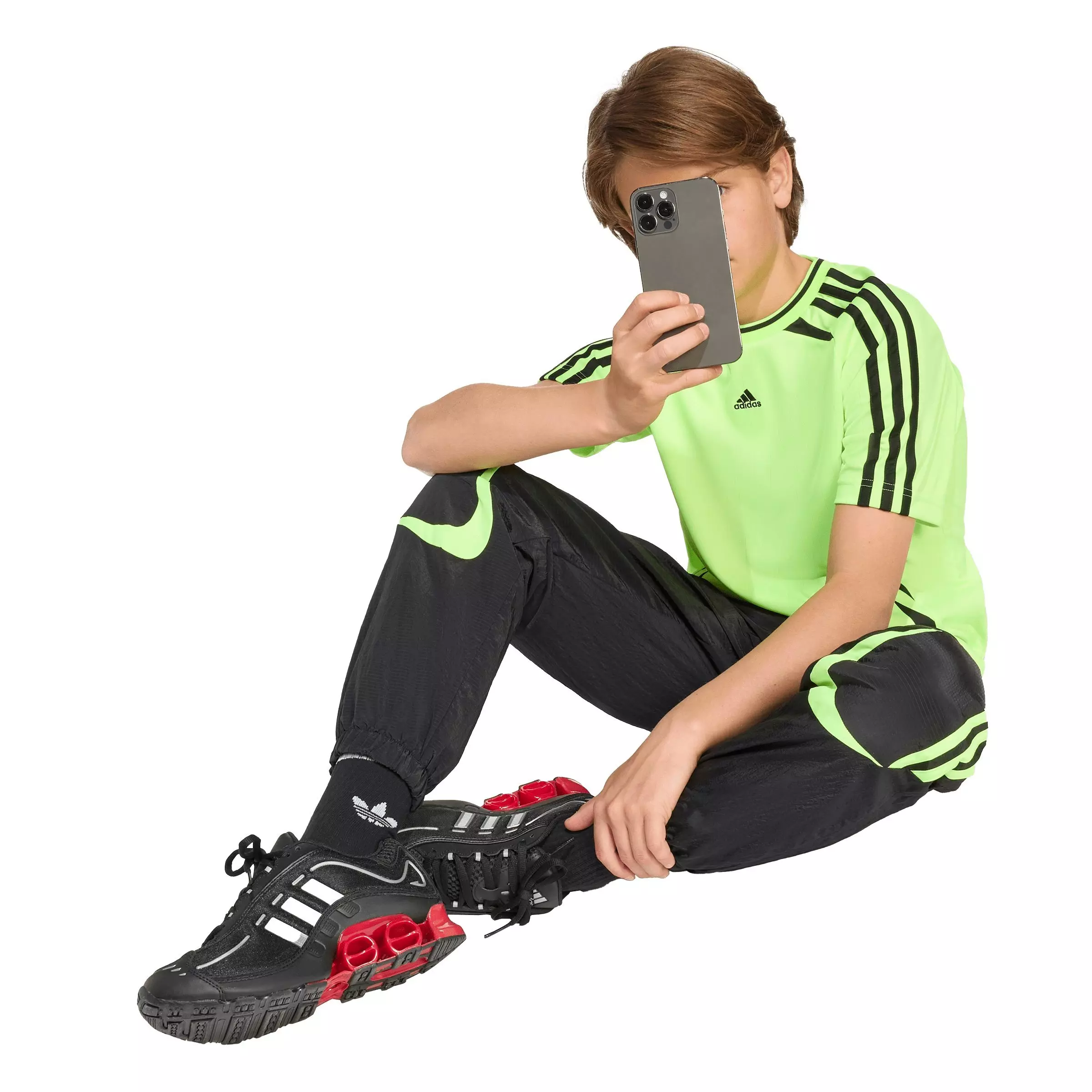 adidas Big Boys' Teamgeist Tee - GREEN/BLACK