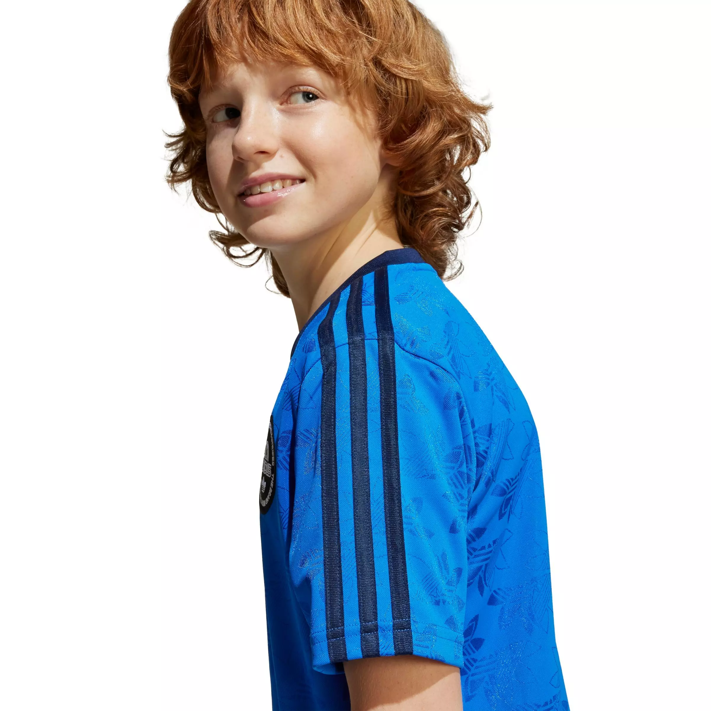 adidas Originals Big Boys' Trefoil Football Tee - BLUE