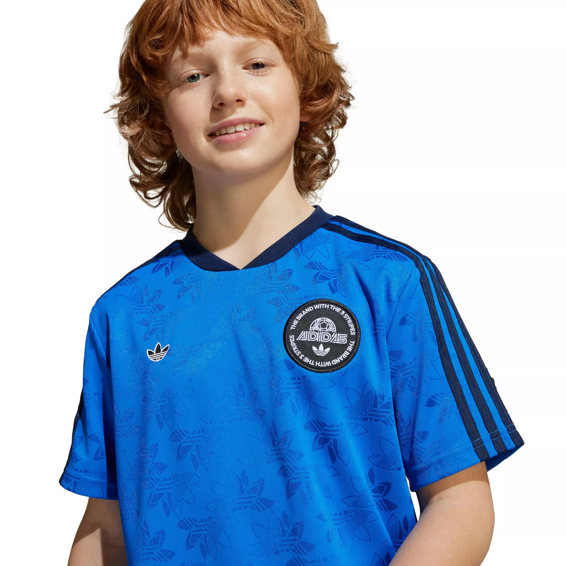 adidas Originals Big Boys' Trefoil Football Tee - BLUE